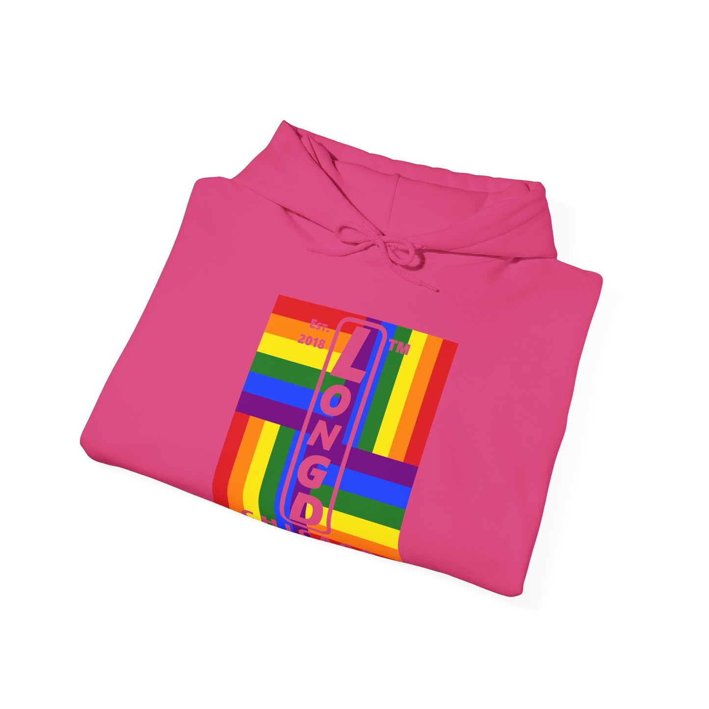 LongD® negative windmill upright Chicago logo hoodie (Pride colors)
