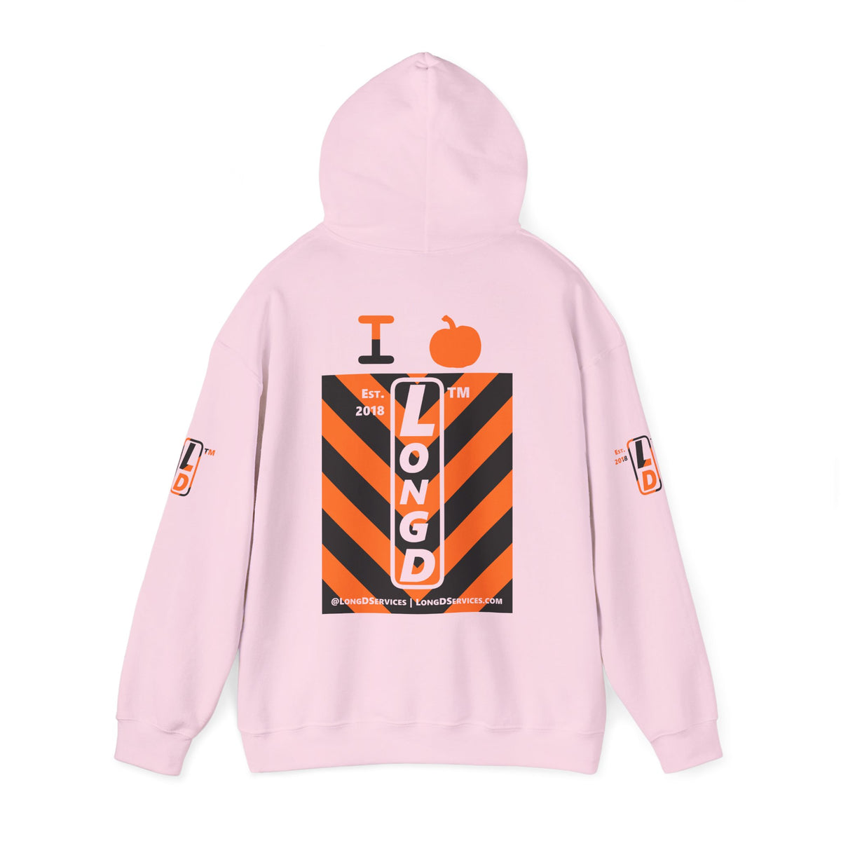 I pumpkin LongD Tag-domain negative upright downward chevron 4-print logo hoodie
