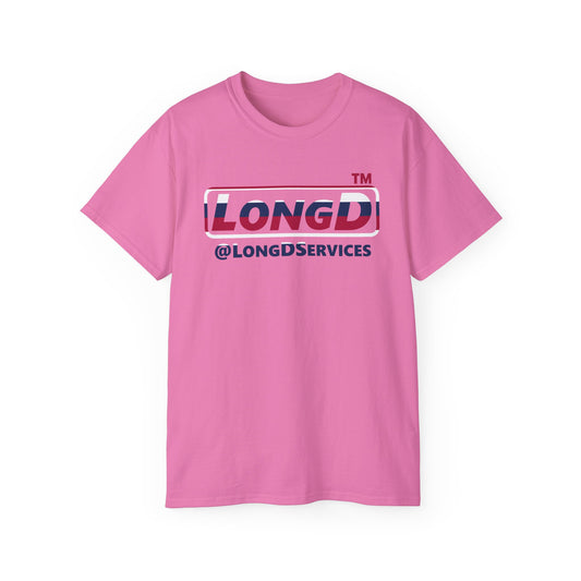 LongD positive horizontal 6-striped tag logo cotton tee (patriotic colors)