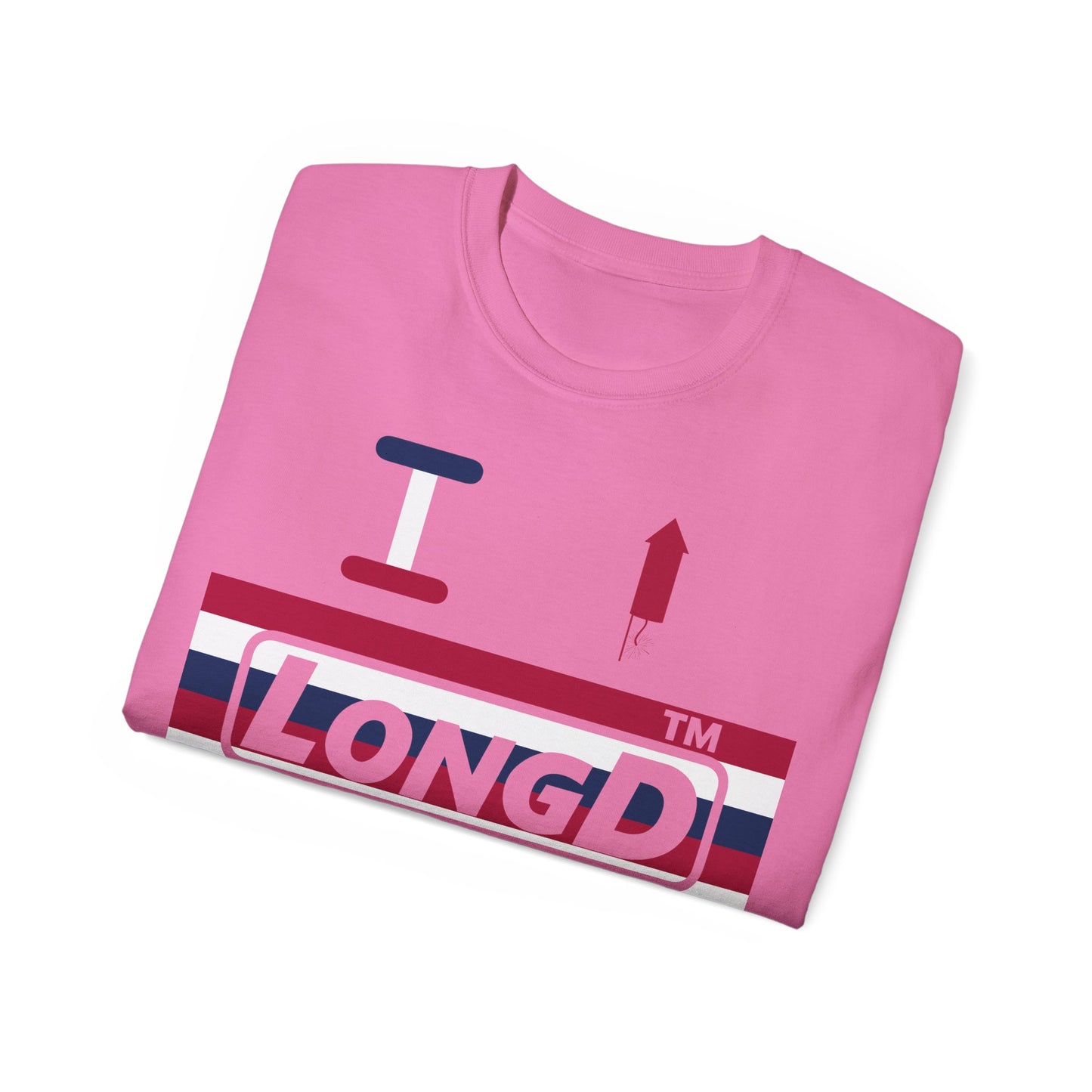 I firecracker LongD negative horizontal 6-striped tag logo cotton tee