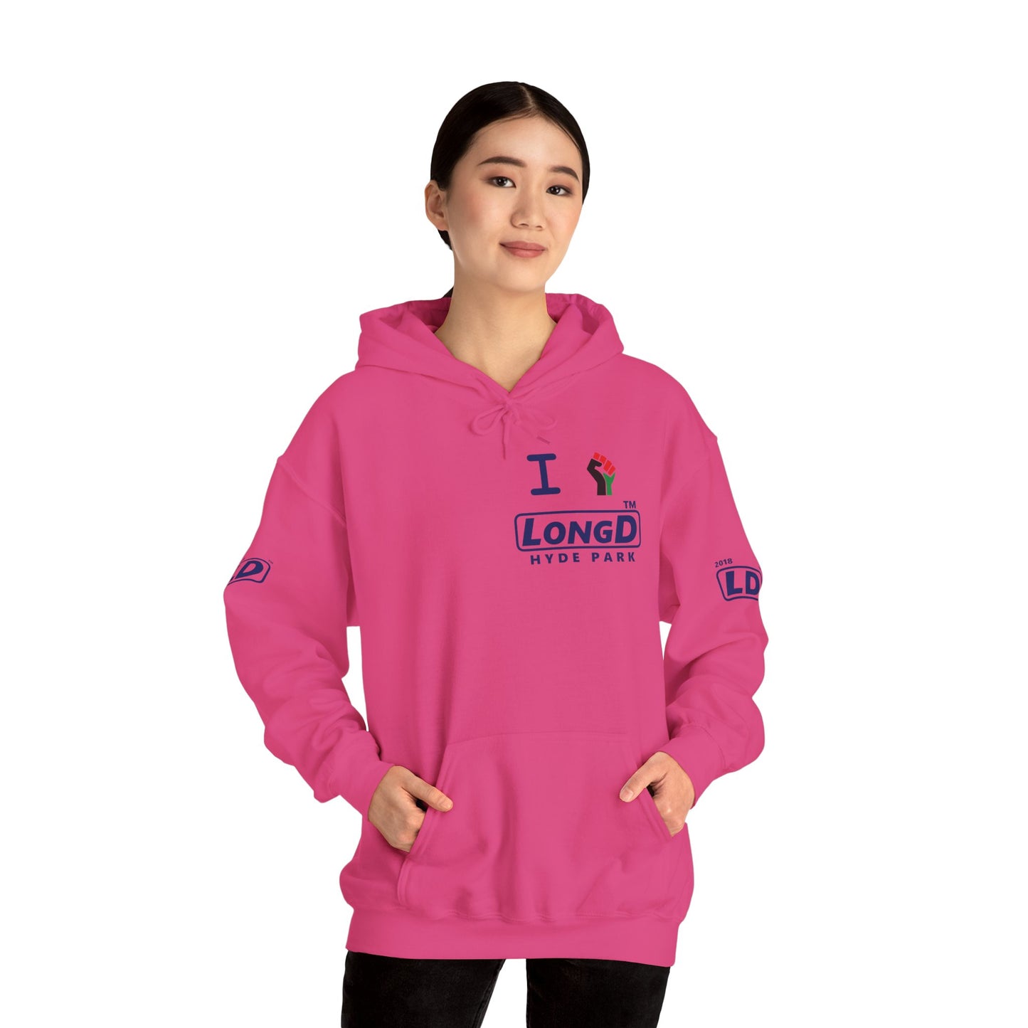 I fist LongD® basic official 4-print single-breasted Hyde Park logo Hoodie (Juneteenth colors)