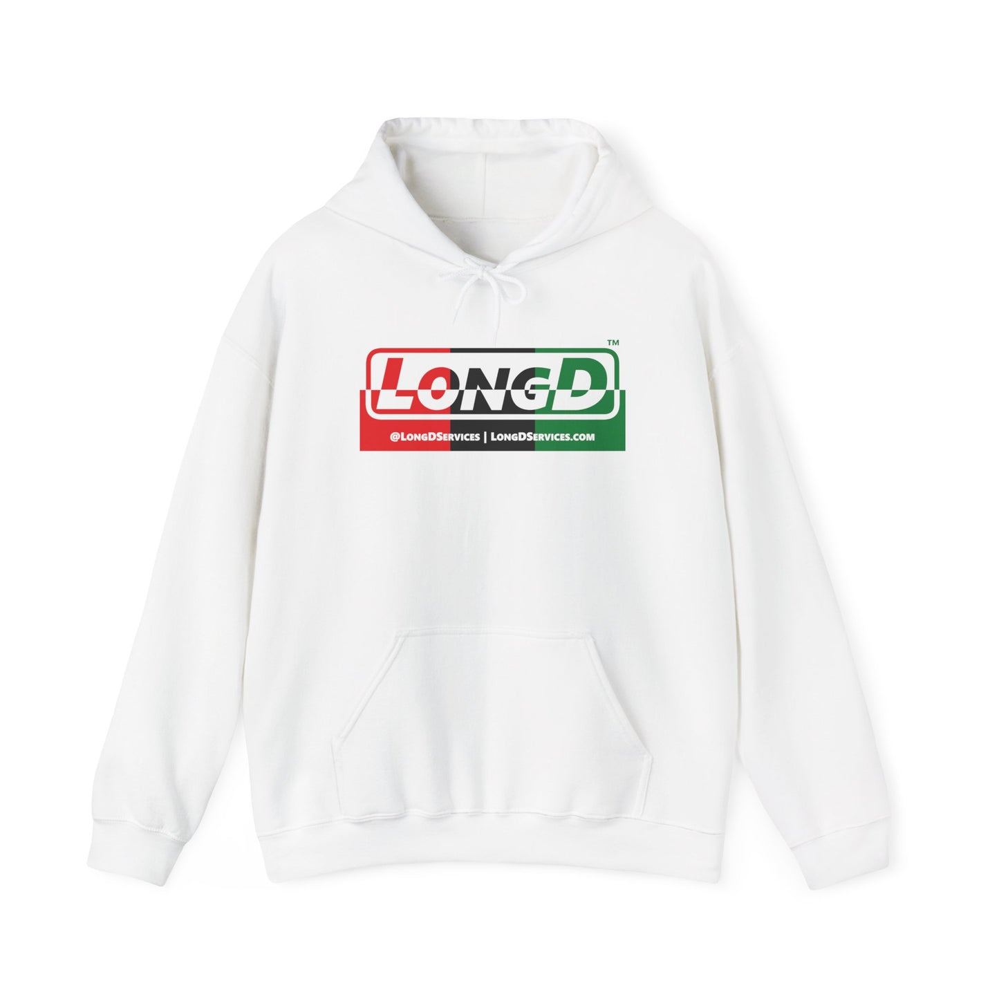 LongD® Logo Hoodie with Juneteenth positive top negative bottom text