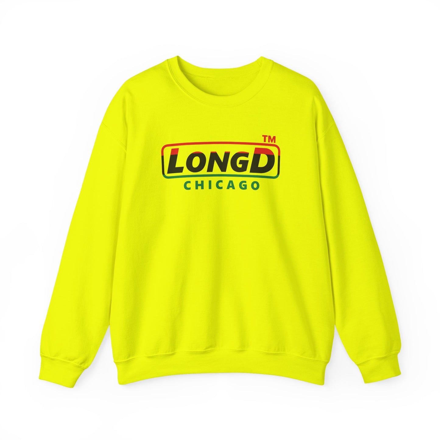 LongD positive horizontal 3-striped Chicago logo crewneck sweatshirt (Juneteenth colors)