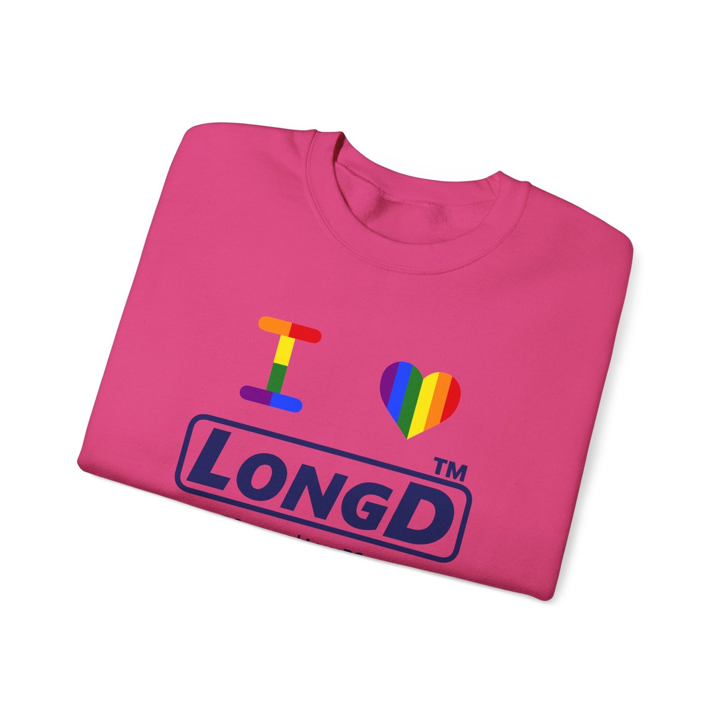 I Luv LongD official basic tag-domain logo crewneck sweatshirt with Pride heart