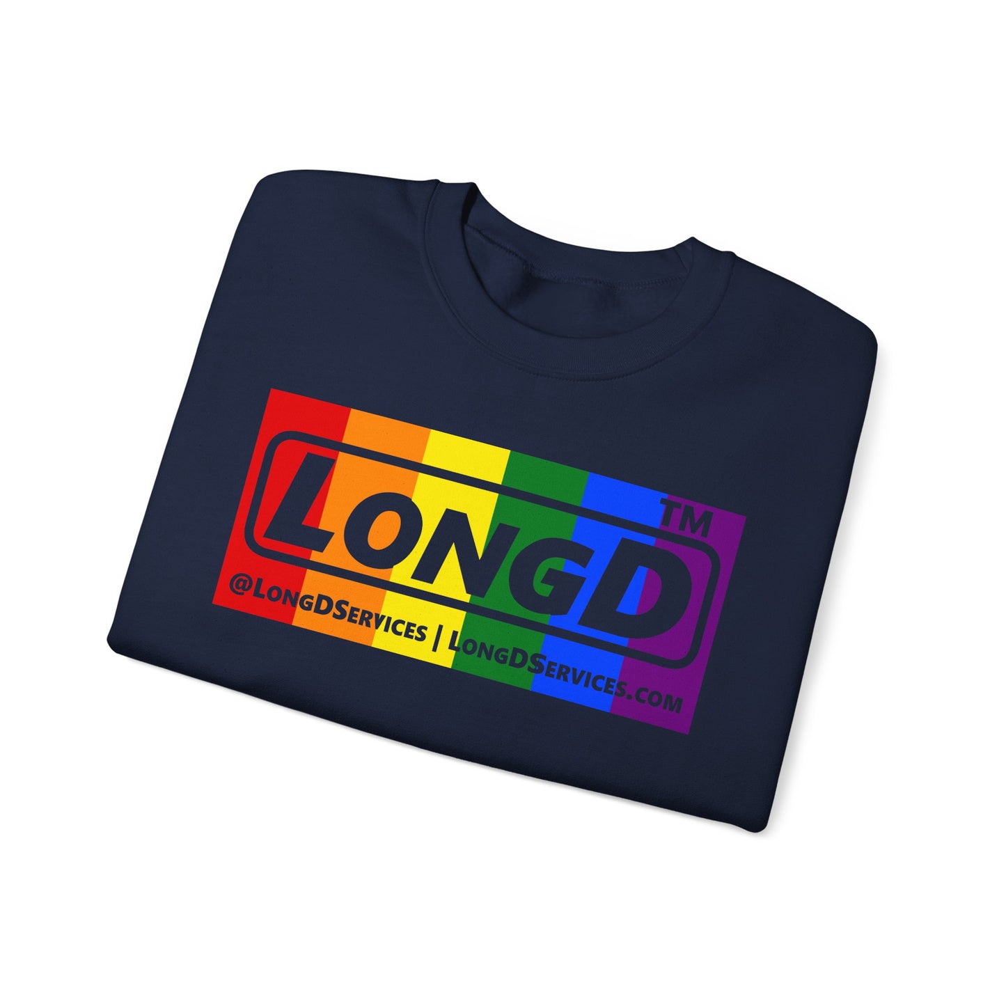 LongD official basic 4-print tag-domain logo crewneck sweatshirt with Pride heart