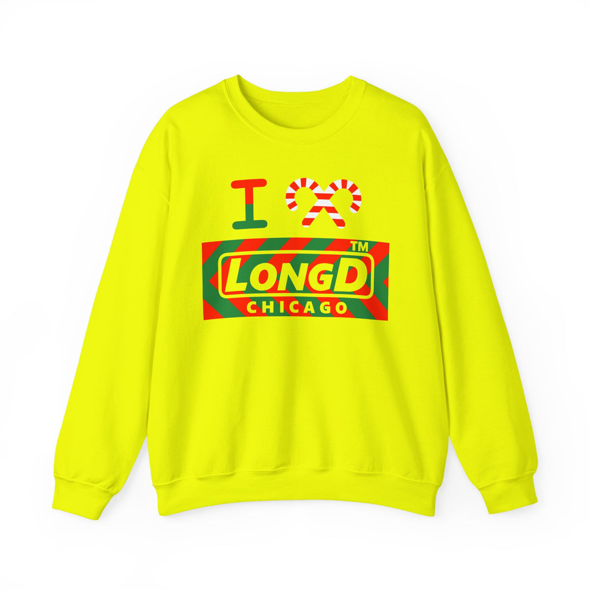 I candy cane LongD Chicago negative leftward chevron logo crewneck sweatshirt