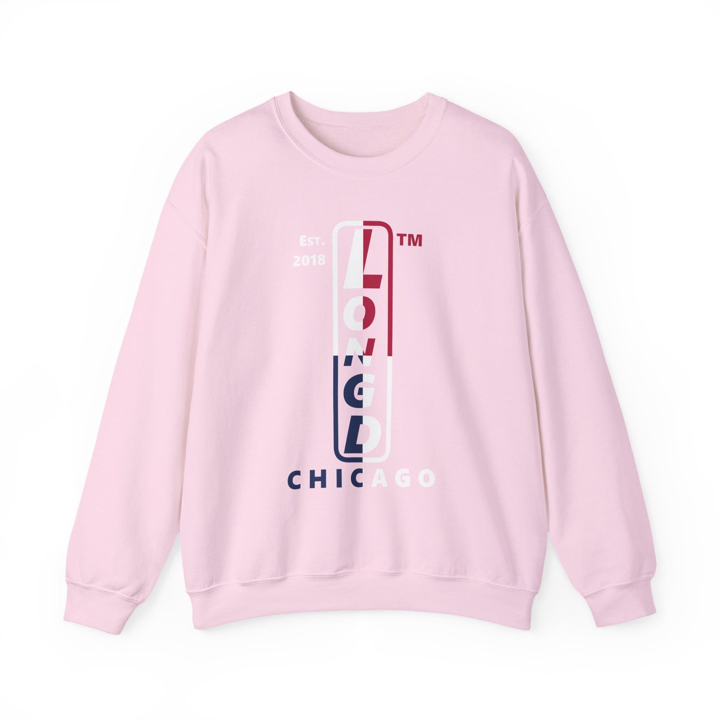 LongD positive quarters Chicago upright logo crewneck sweatshirt (patriotic colors)