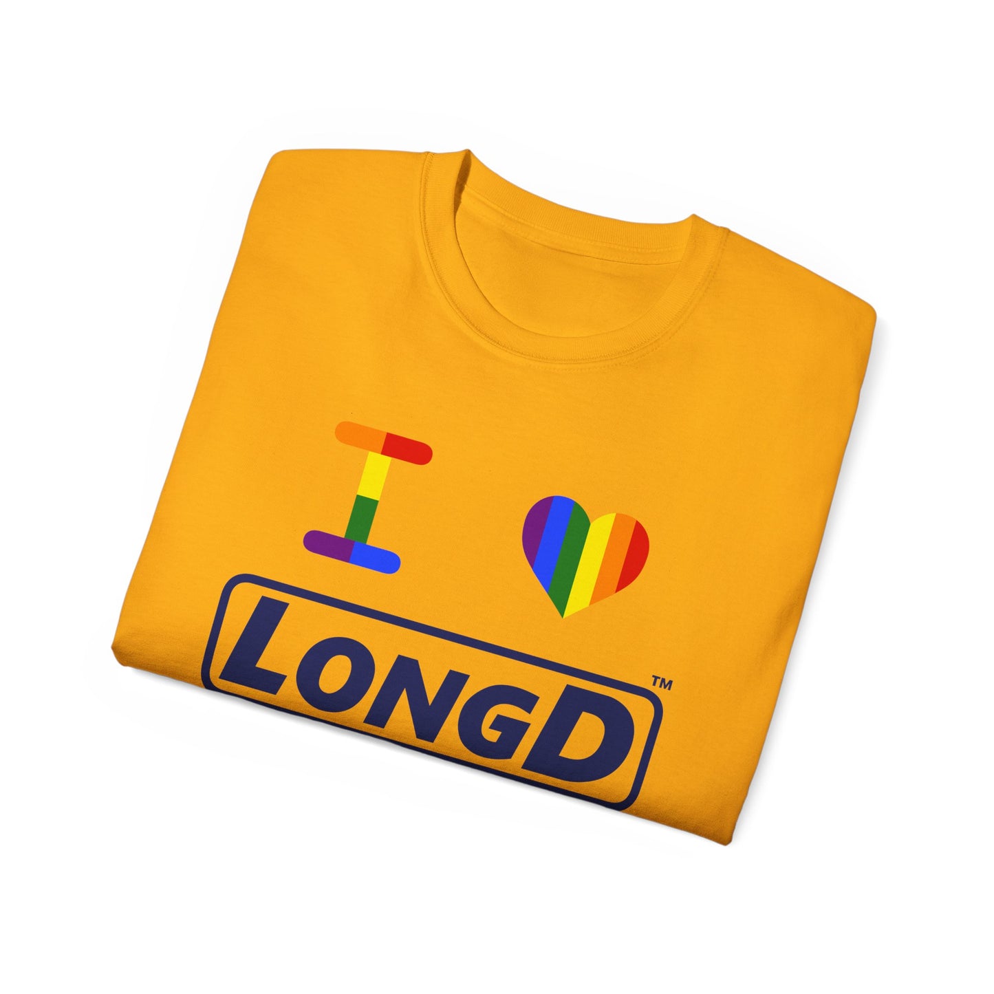 I Luv LongD® Official Logo Cotton Tee Pride rainbow heart and positive text logo