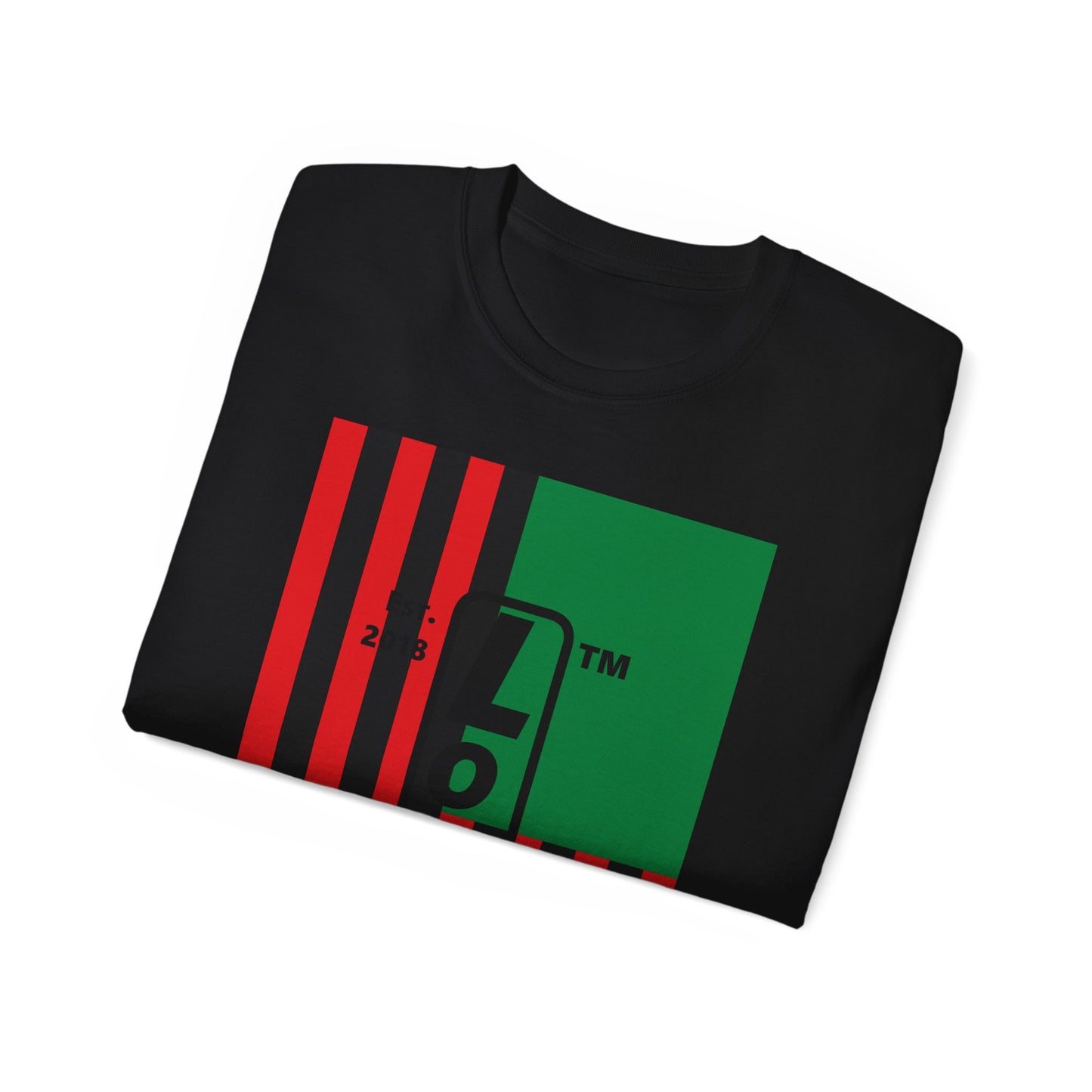 LongD Cotton Tee negative flag Hyde Park upright logo (Juneteenth colors)