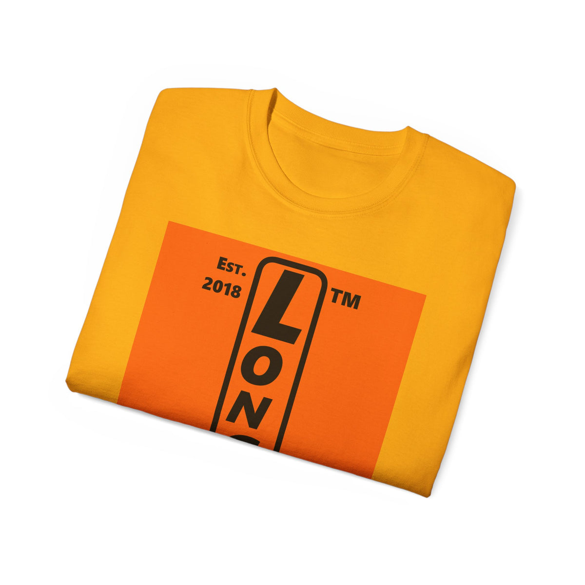 LongD Hyde Park upright logo Black (000000) on orange (FE7518) (Halloween colors) cotton tee