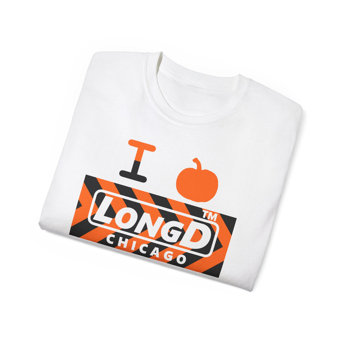 I pumpkin LongD Chicago negative forward chevron logo cotton tee