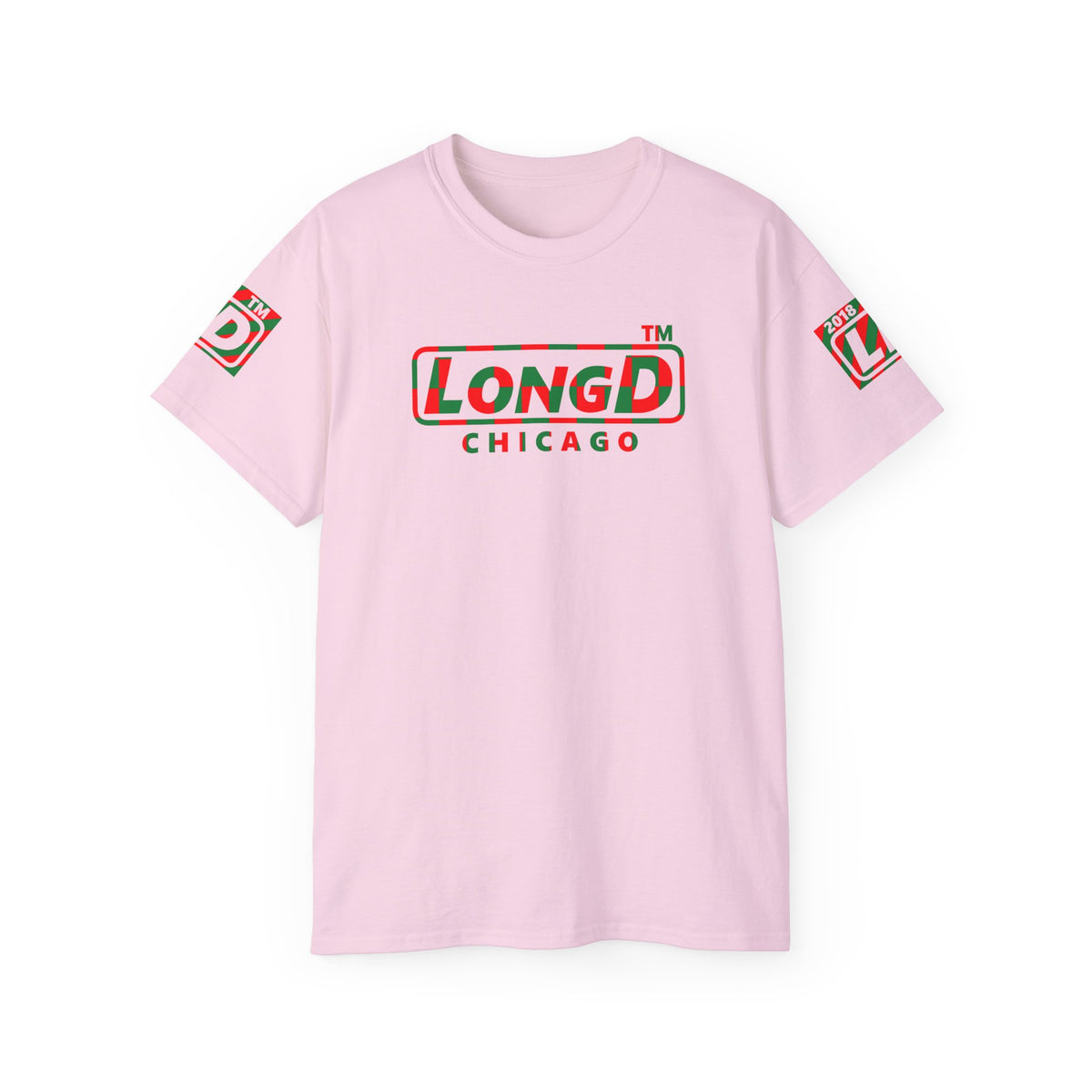 LongD Chicago positive checkered 4-print logo (Xmas colors) cotton tee