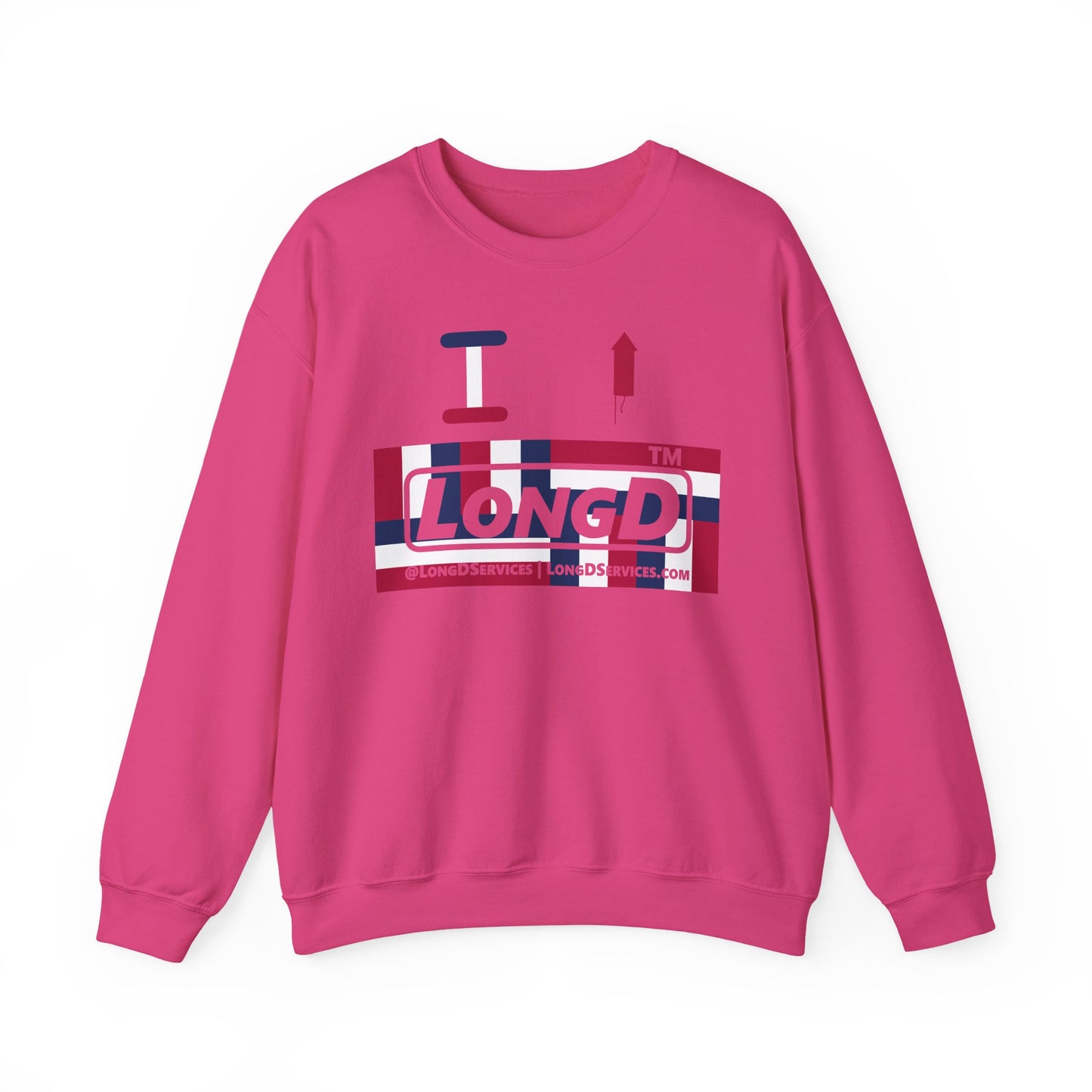 I firecracker LongD negative modified windmill tag-domain logo crewneck sweatshirt