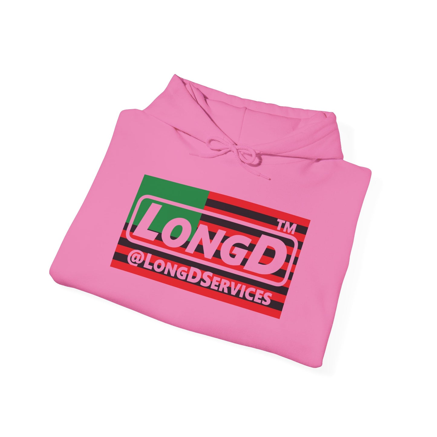 LongD® negative flag Hyde Park logo Hoodie (Juneteenth colors)