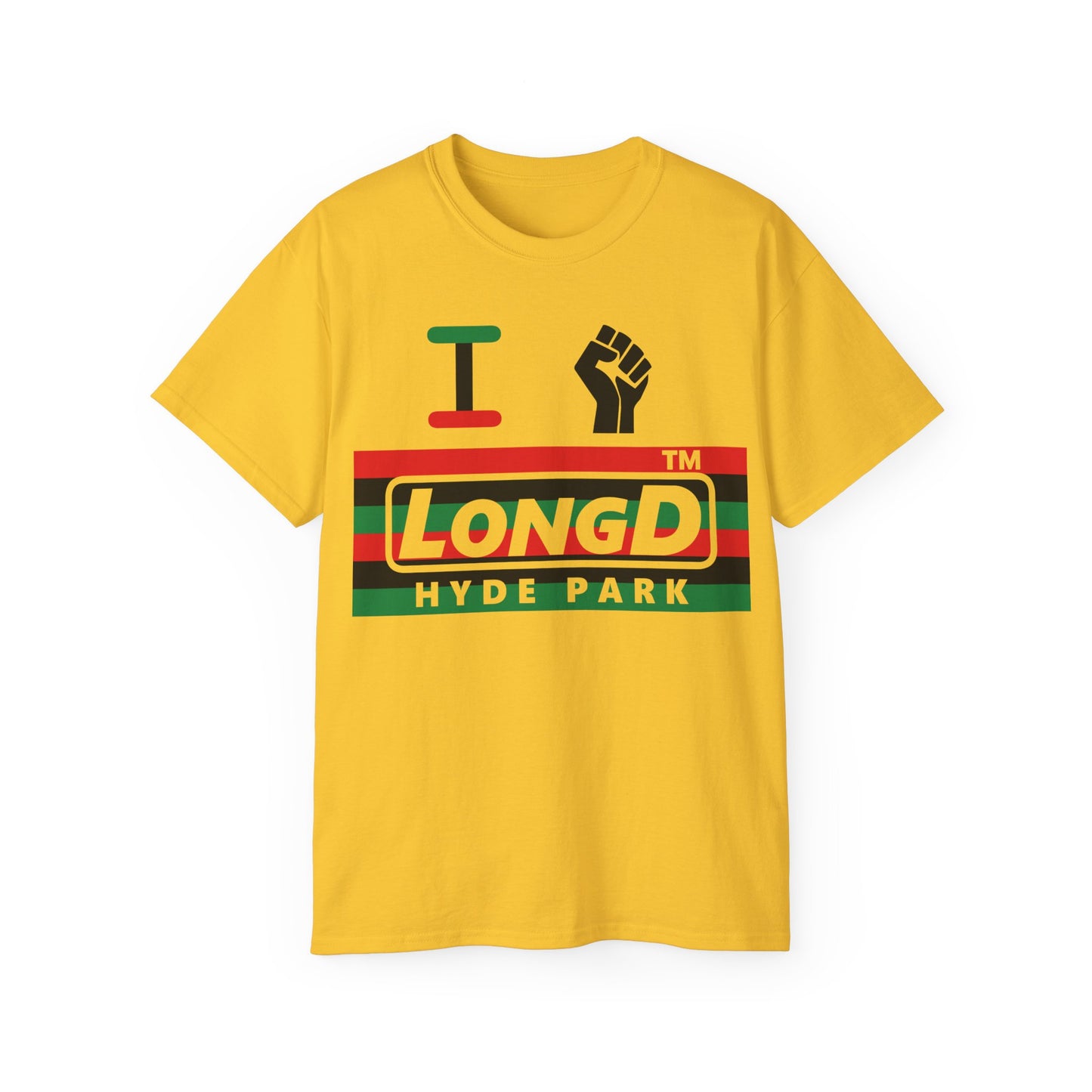 I fist LongD negative horizontal 6-striped Hyde Park logo cotton tee