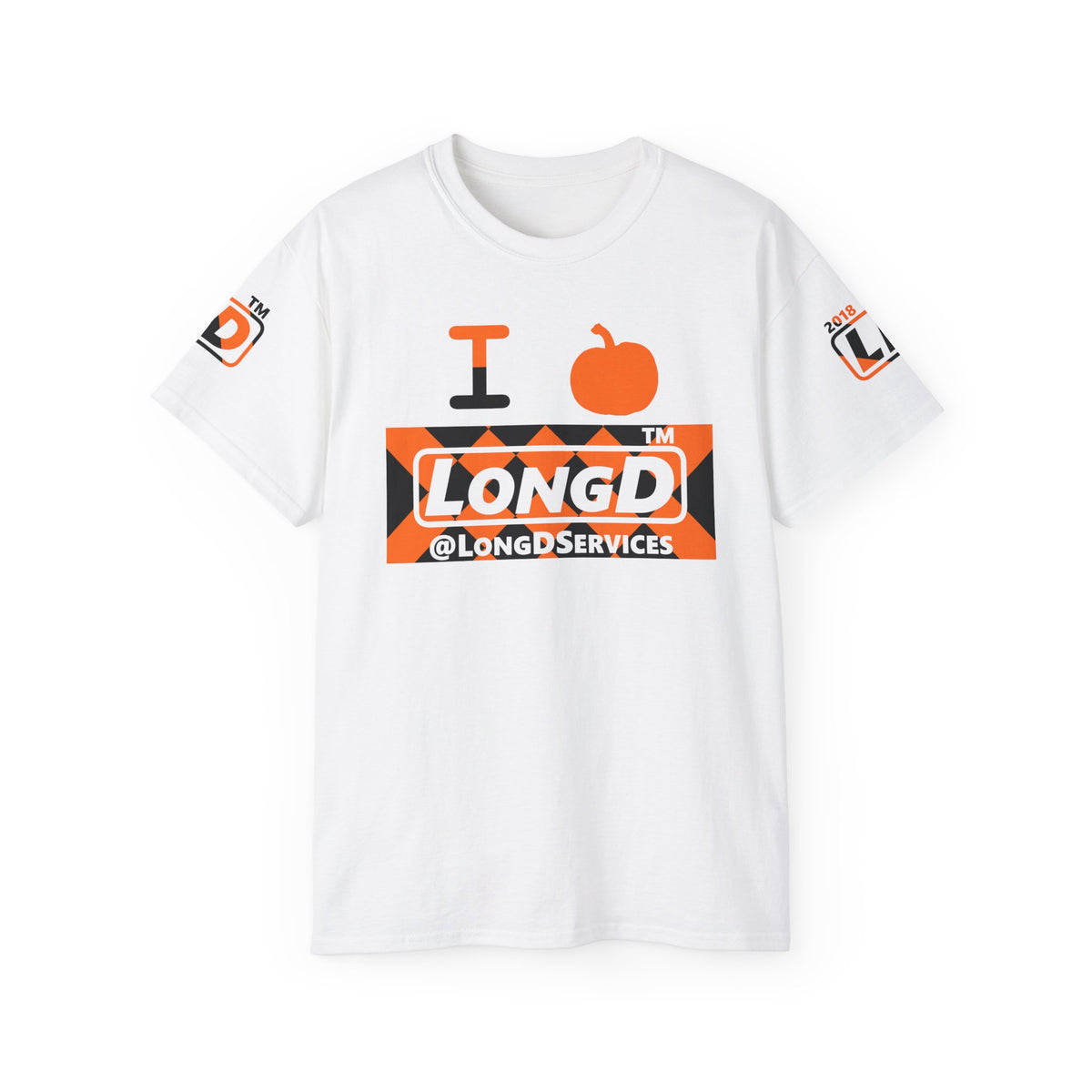 I pumpkin LongD Tag negative stylized argyle 4-print logo cotton tee