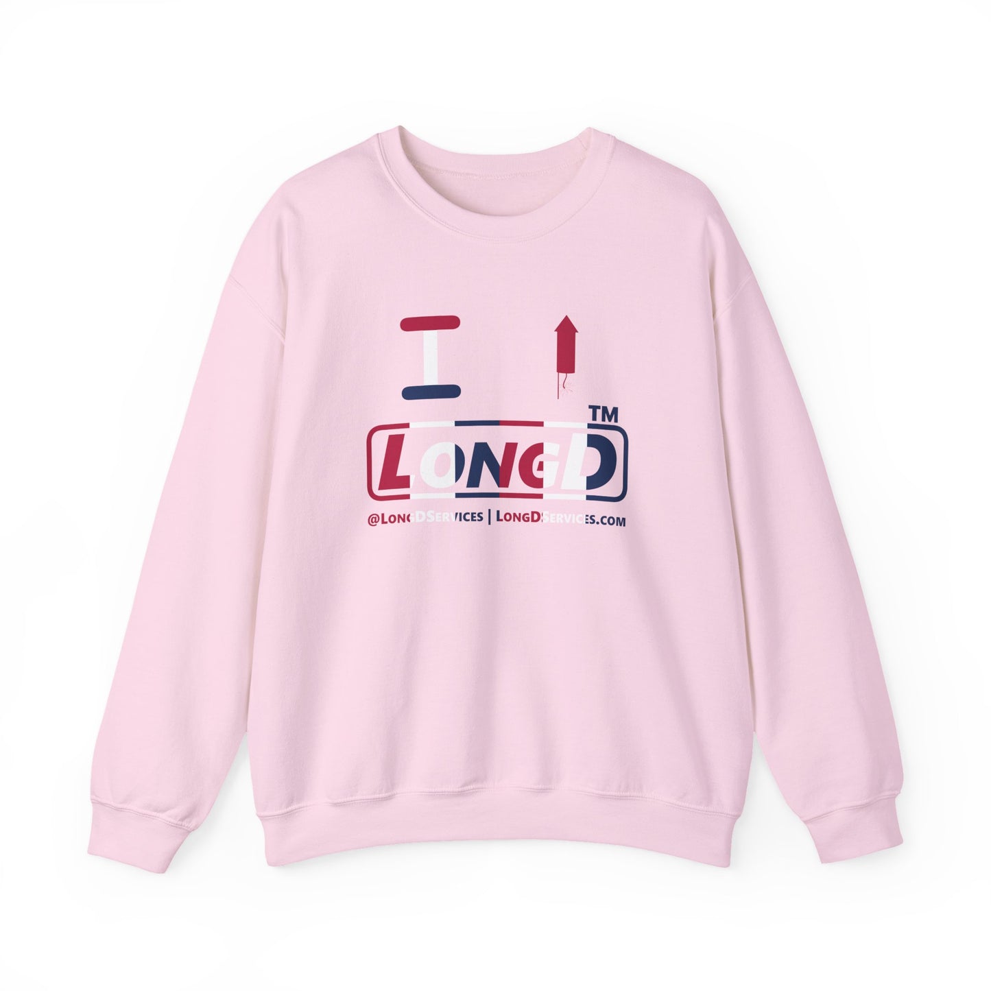I firecracker LongD positive vertical 6-striped tag-domain logo crewneck sweatshirt