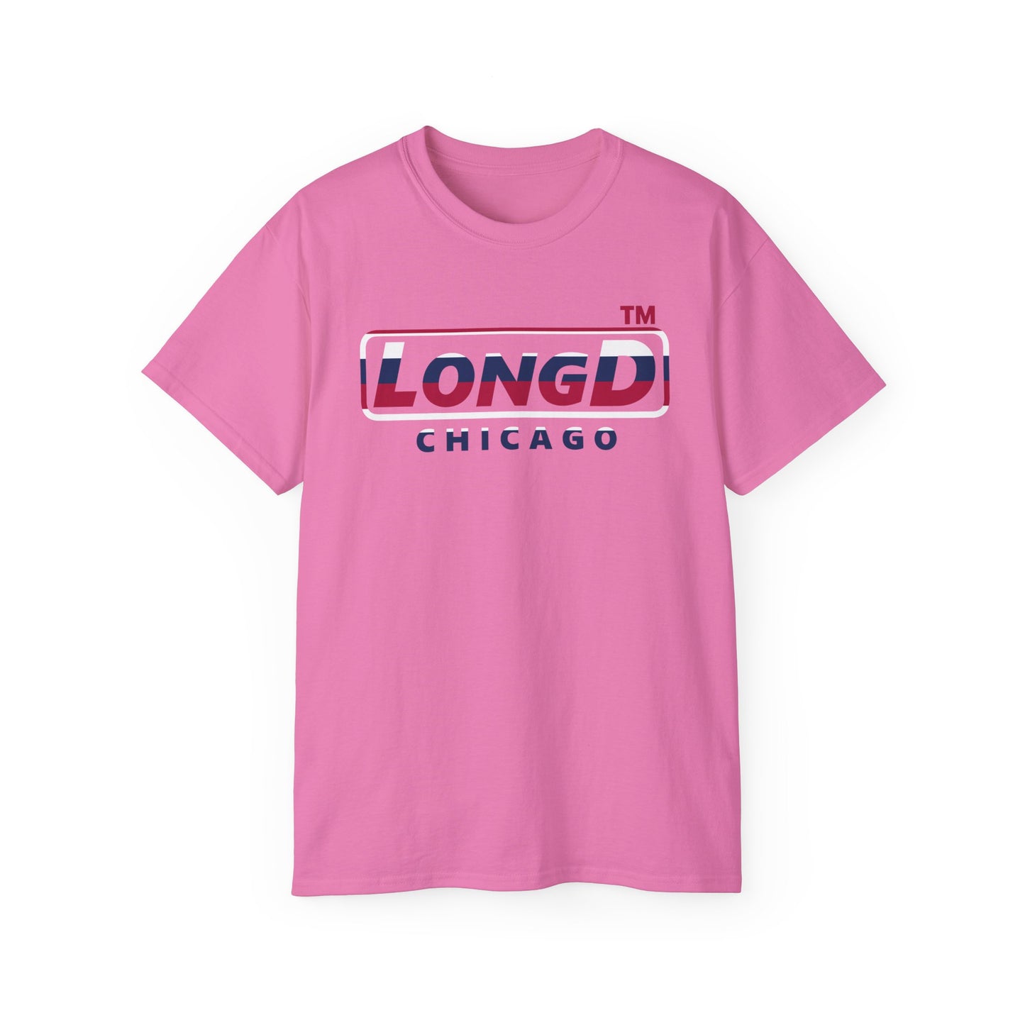 LongD positive horizontal 6-striped Chicago logo cotton tee (patriotic colors)