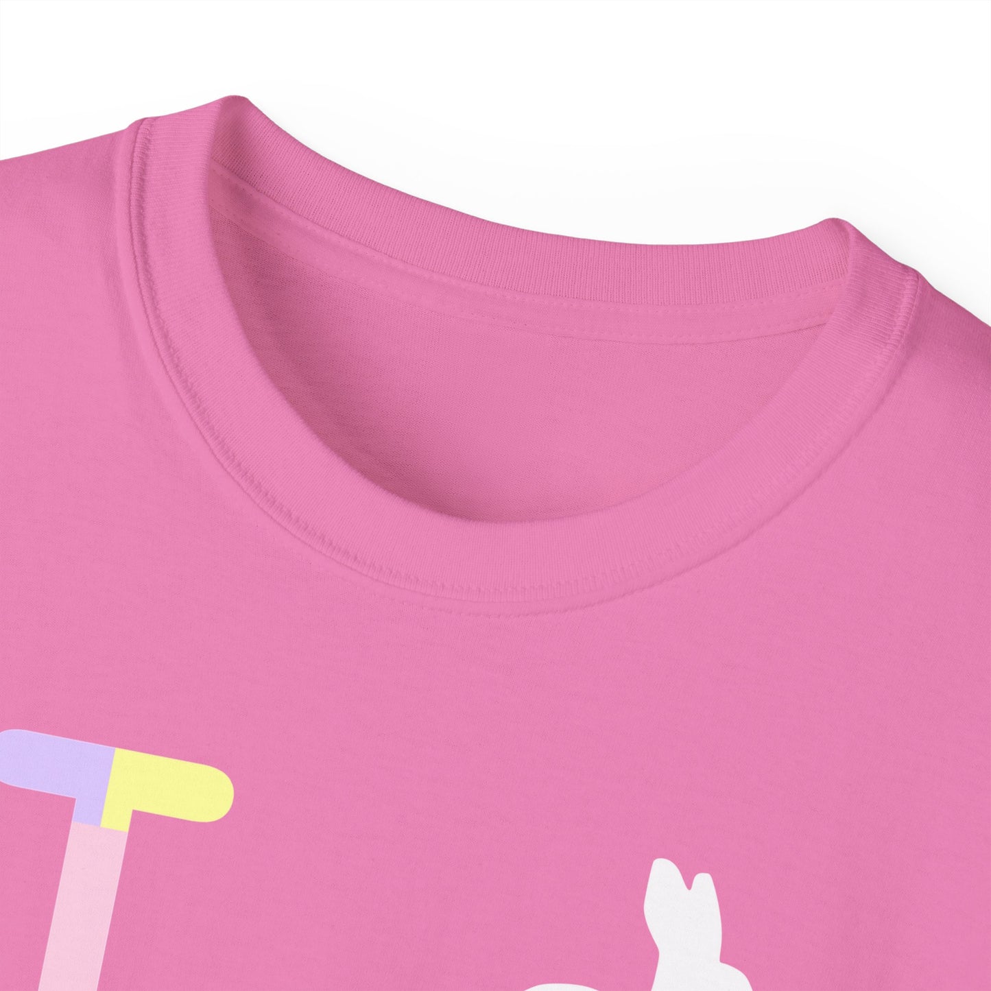 I Bunny LongD® Logo Cotton Tee Easter pastel variety negative text (white Easter Bunny)