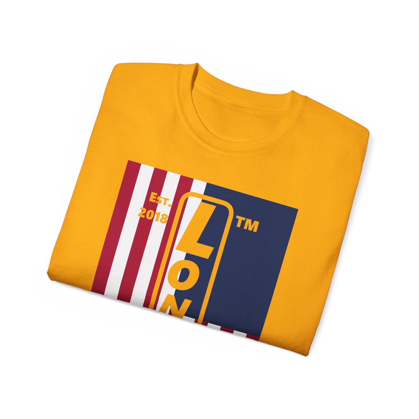LongD cotton tee negative cropped flag Chicago upright logo (Patriotic colors)