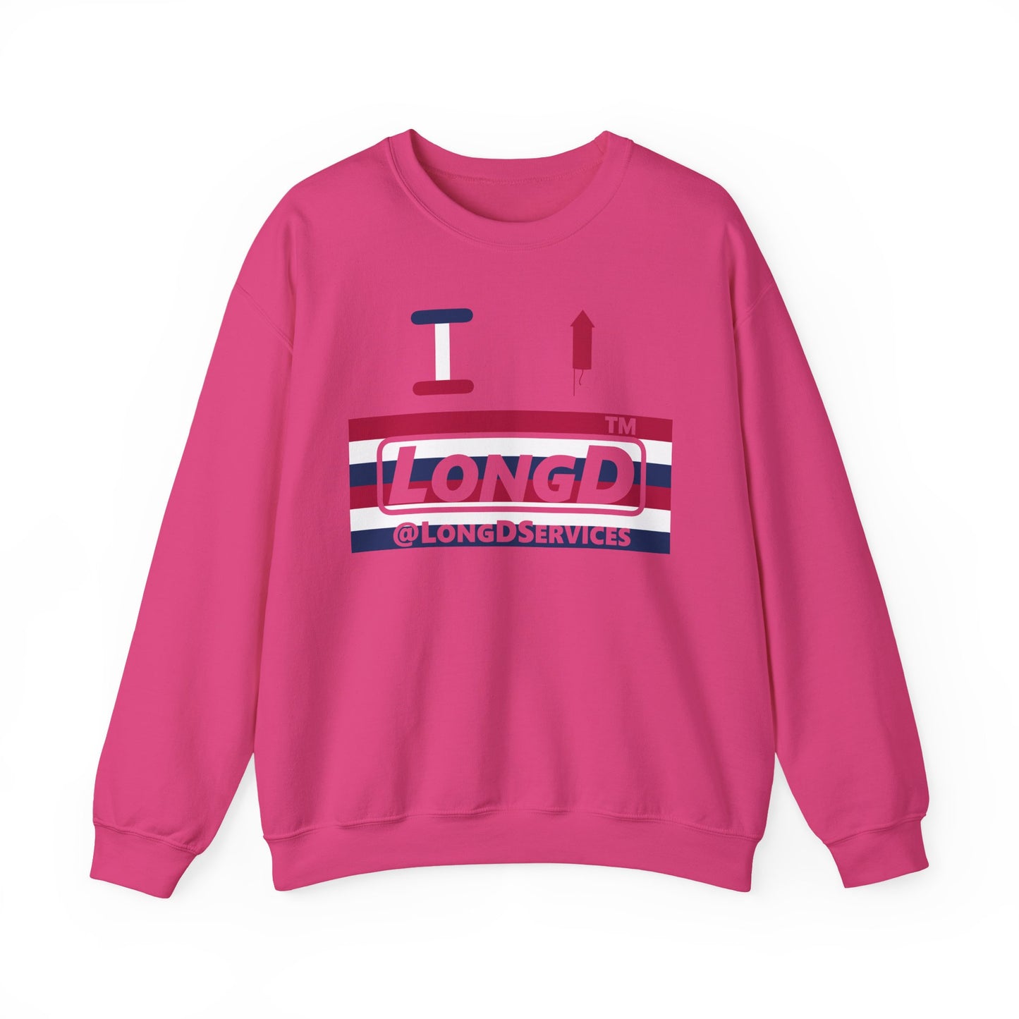 I firecracker LongD negative horizontal 6-striped tag logo crewneck sweatshirt