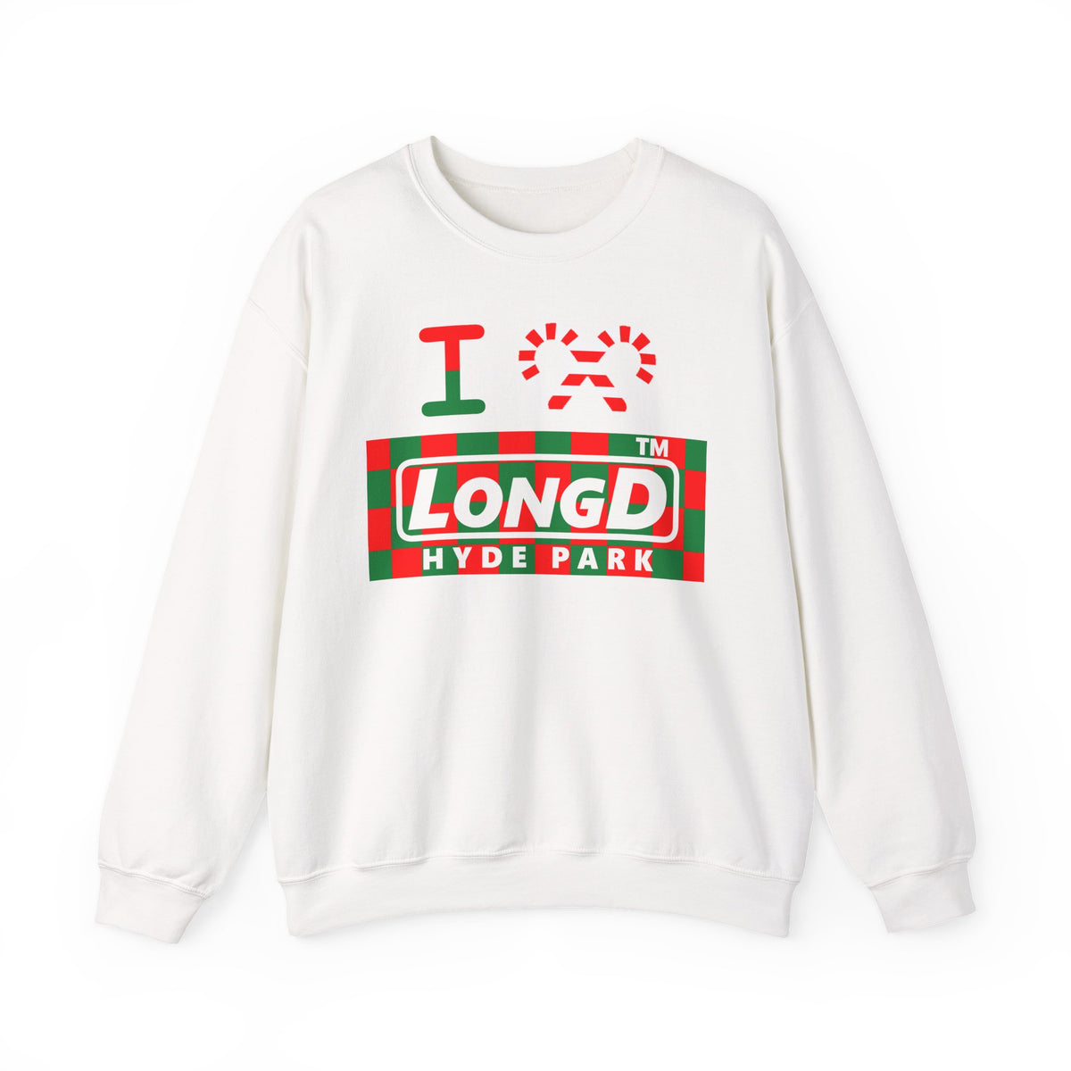 I candy cane LongD Hyde Park negative checkered logo crewneck sweatshirt