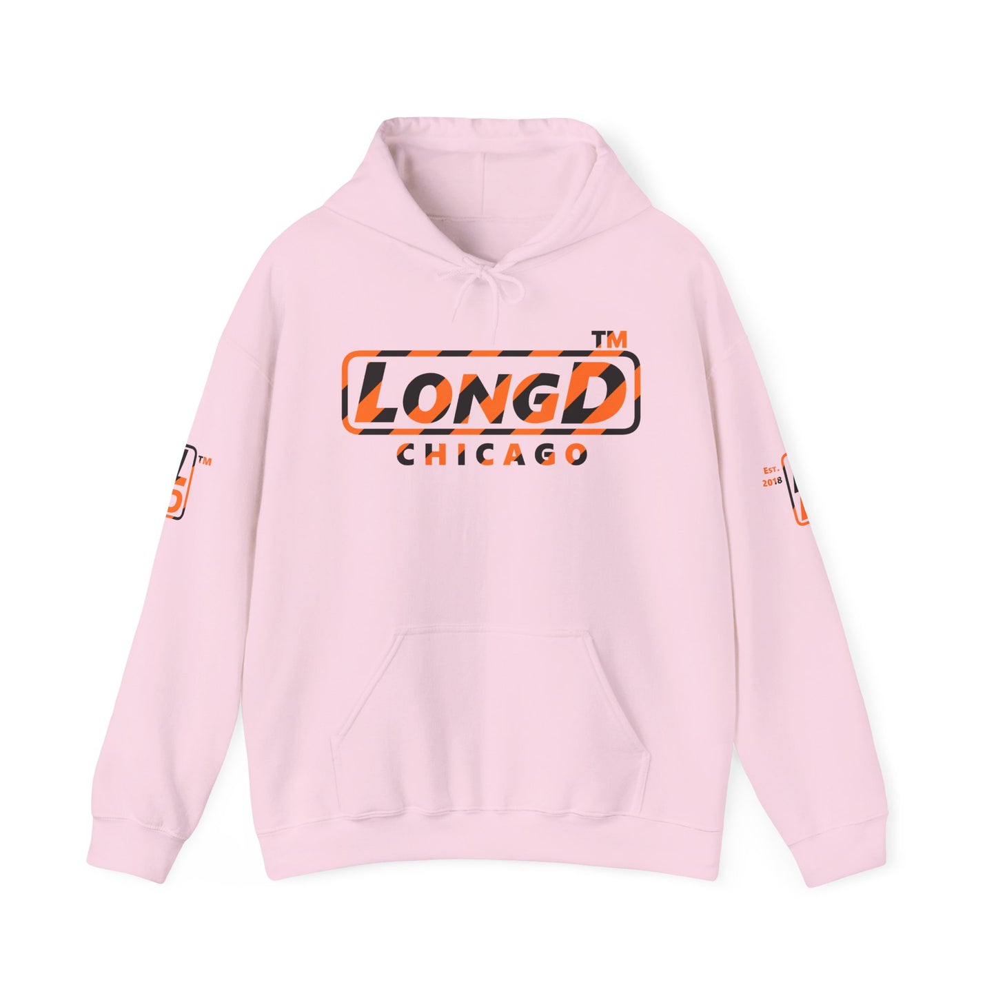 LongD Chicago positive 12-striped 4-print logo (Halloween colors) hoodie