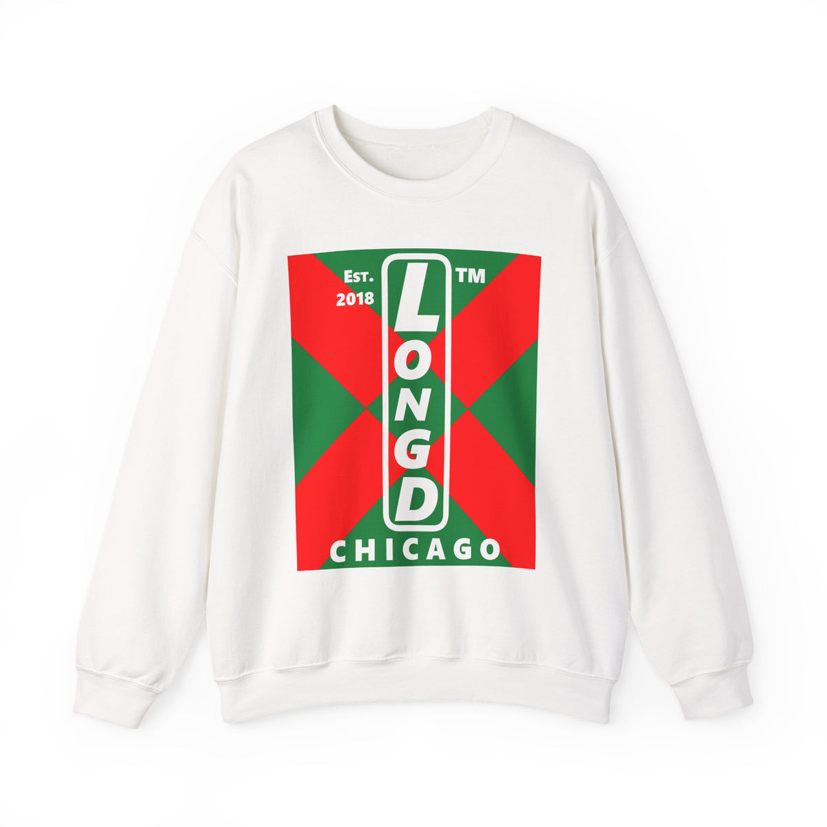 LongD Chicago negative upright argyle x logo (Xmas colors) crewneck sweatshirt