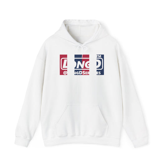 LongD® negative vertical 6-striped tag logo hoodie (patriotic colors)