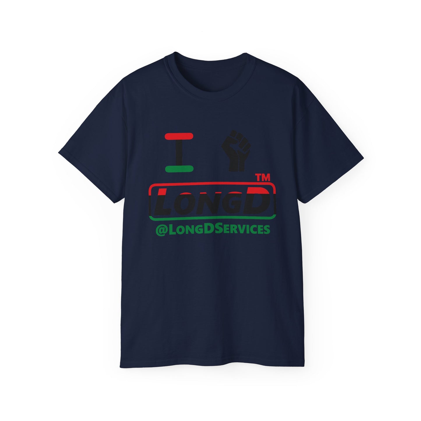 I fist LongD positive horizontal 3-striped tag logo cotton tee
