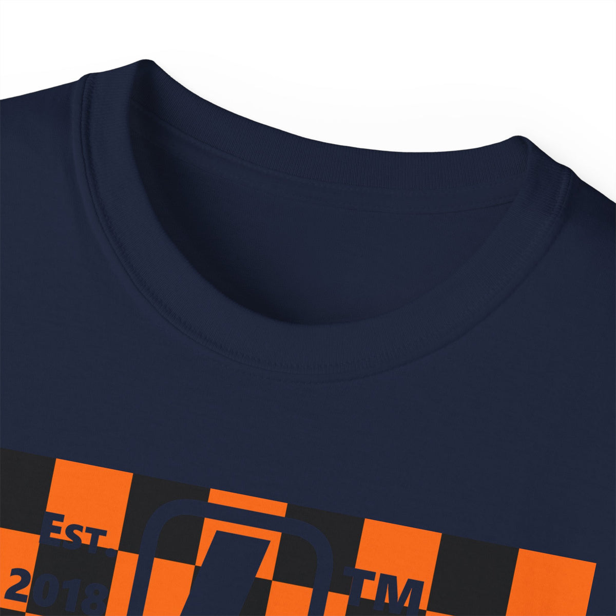 LongD Hyde Park negative upright checkered logo (Halloween colors) cotton tee
