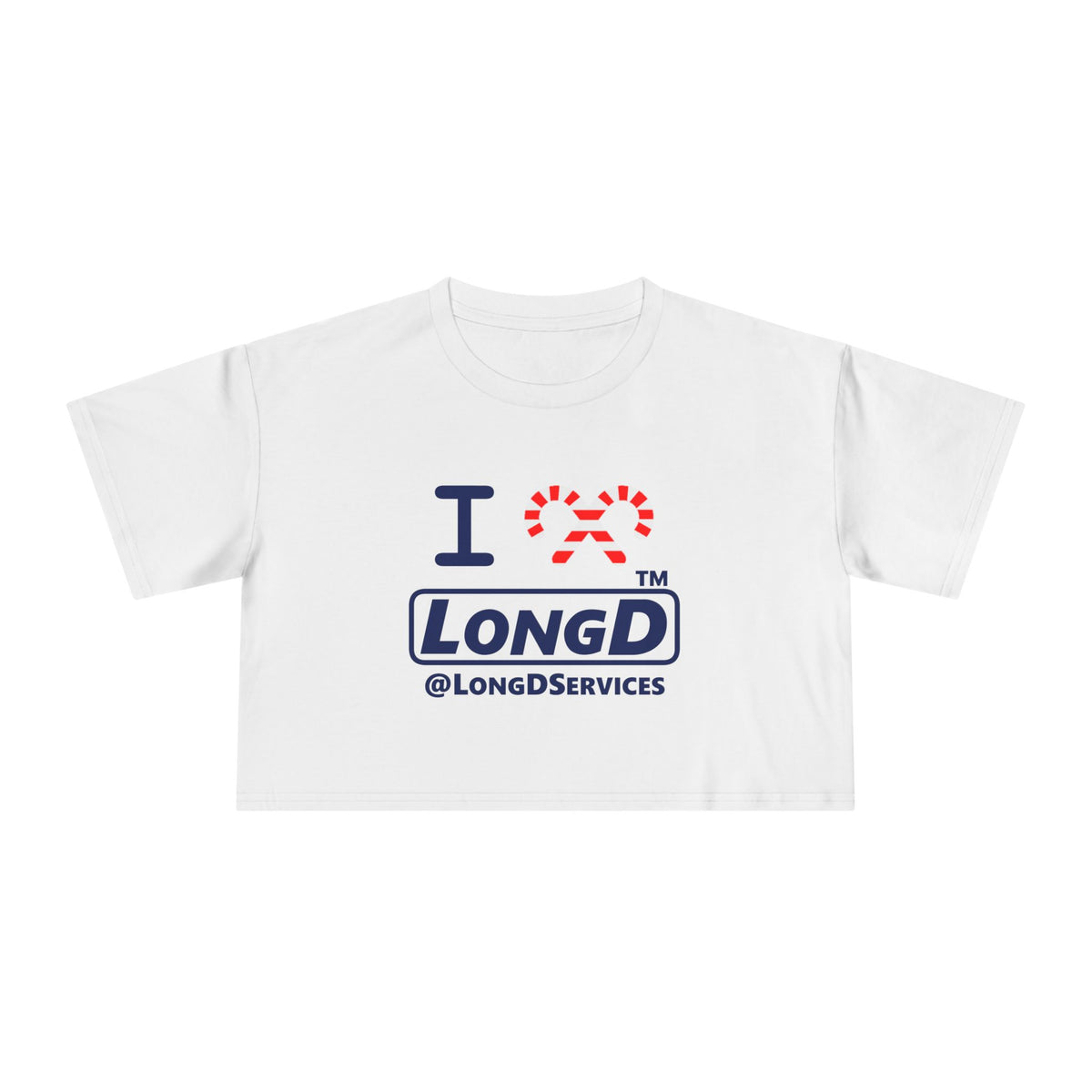 I candy cane LongD Tag positive official basic navy front-back logo crop tee