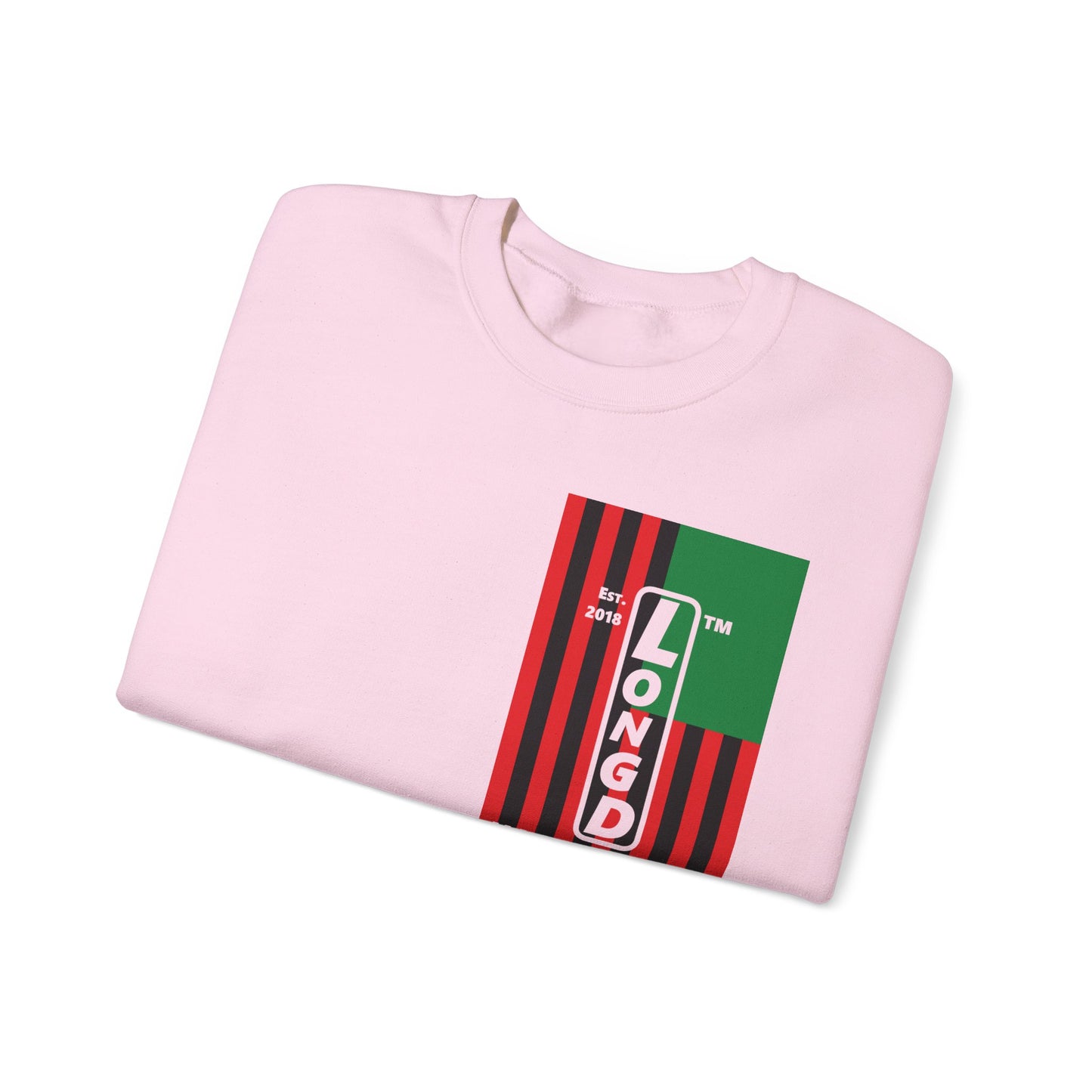 LongD negative cropped flag single-breasted front-back Hyde Park upright logo crewneck sweatshirt (Juneteenth colors)