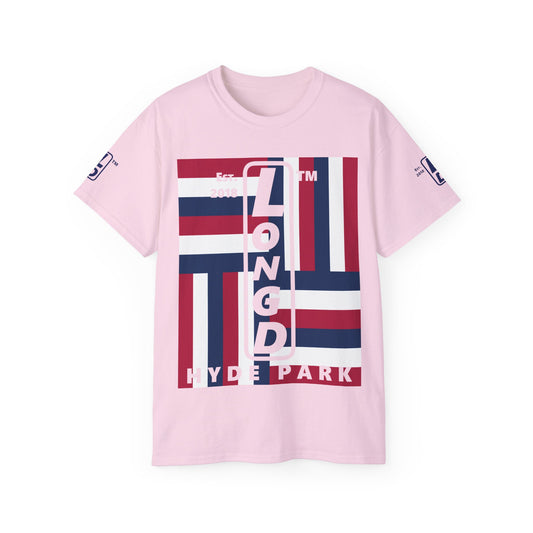 LongD cotton tee negative windmill 4-print Hyde Park upright logo (Patriotic colors)