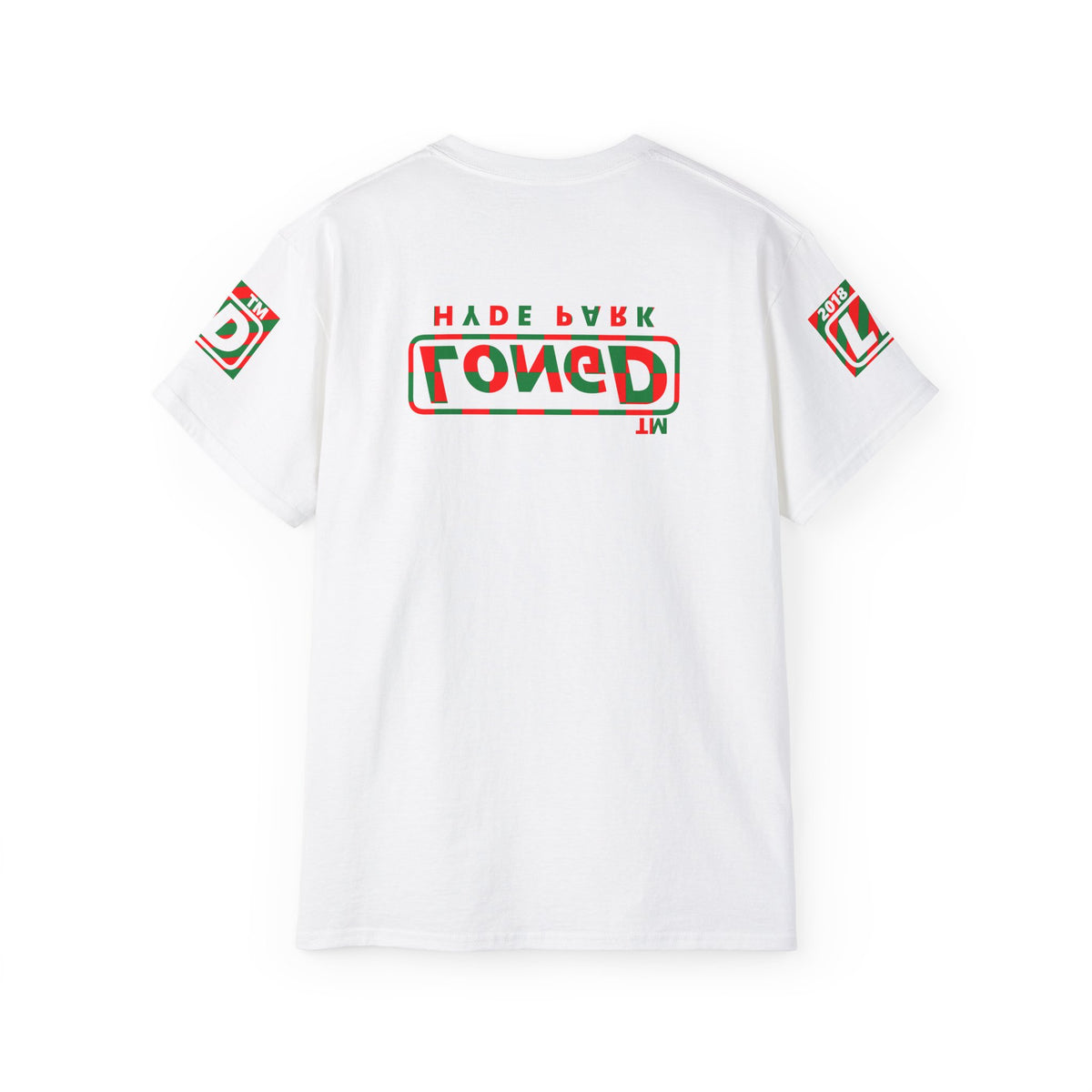 LongD Hyde Park positive checkered 4-print logo (Xmas colors) cotton tee