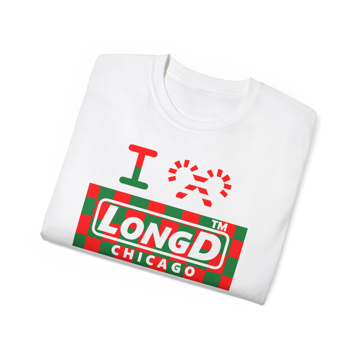 I candy cane LongD Chicago negative checkered logo cotton tee