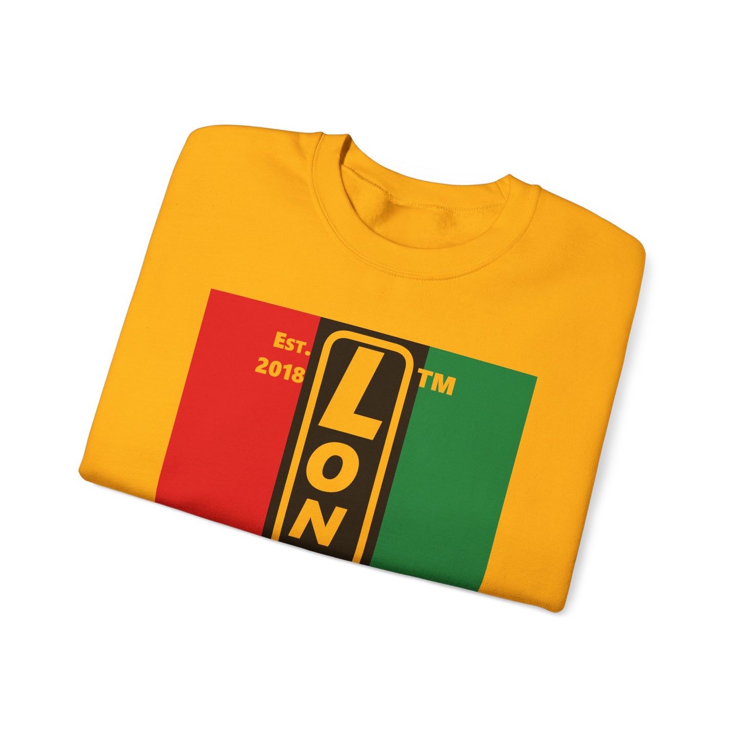LongD negative vertical 3-striped Hyde Park upright logo crewneck sweatshirt (Juneteenth colors)