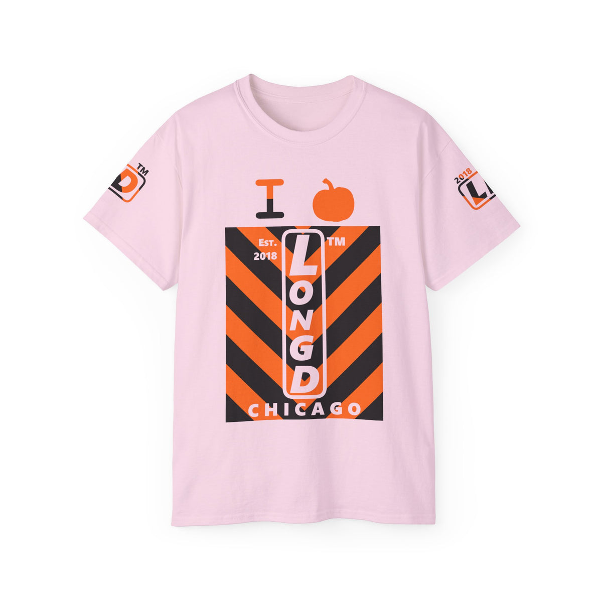 I pumpkin LongD Chicago negative upright downward chevron 4-print logo cotton tee