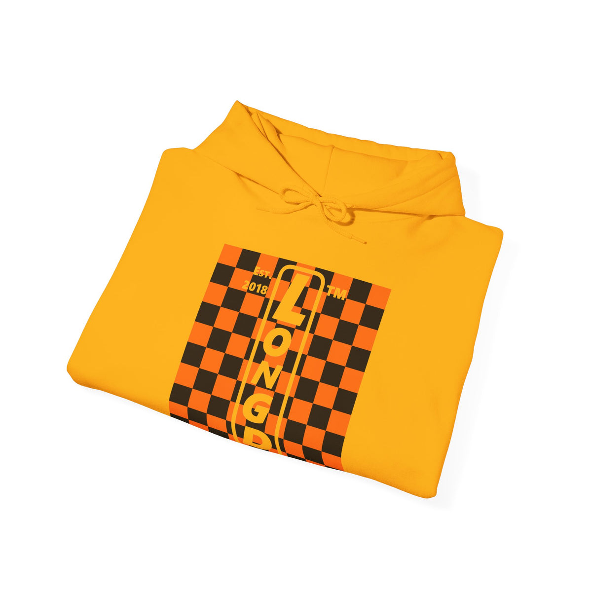 LongD Hyde Park negative upright checkered logo (Halloween colors) hoodie