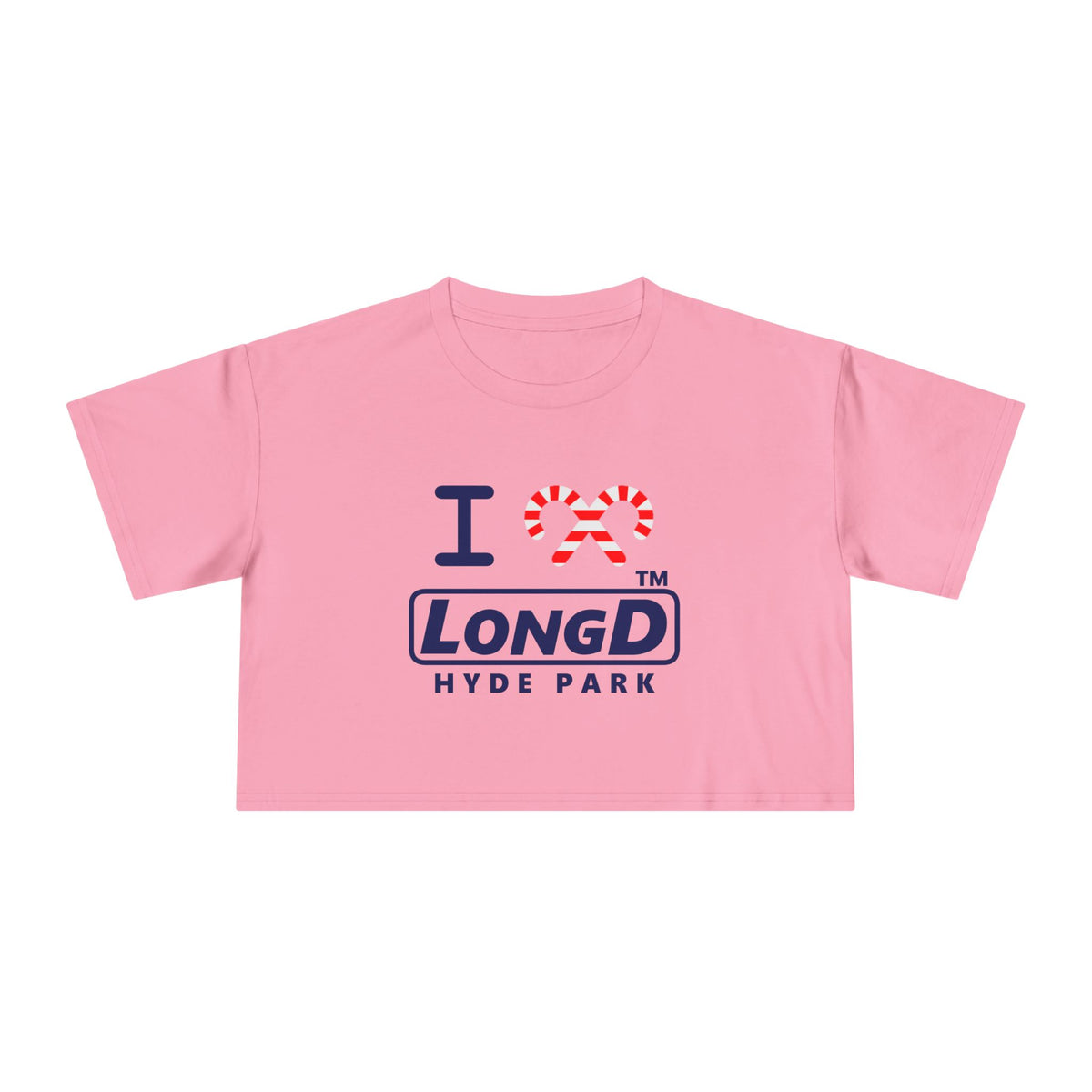 I candy cane LongD Hyde Park positive official basic navy front-back logo crop tee