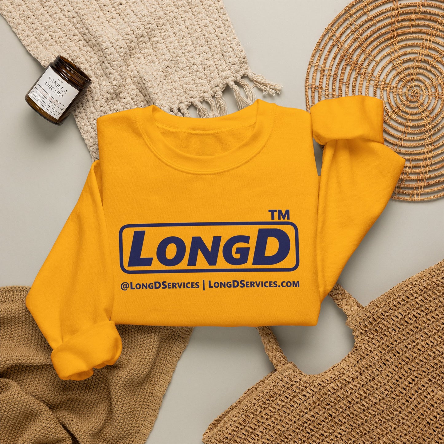 LongD Tag-domain positive official basic logo crewneck sweatshirt