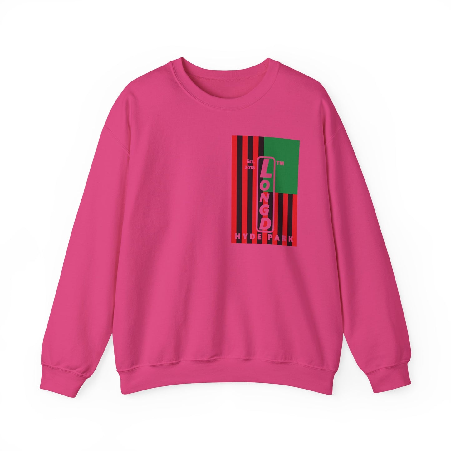 LongD negative cropped flag single-breasted front-back Hyde Park upright logo crewneck sweatshirt (Juneteenth colors)