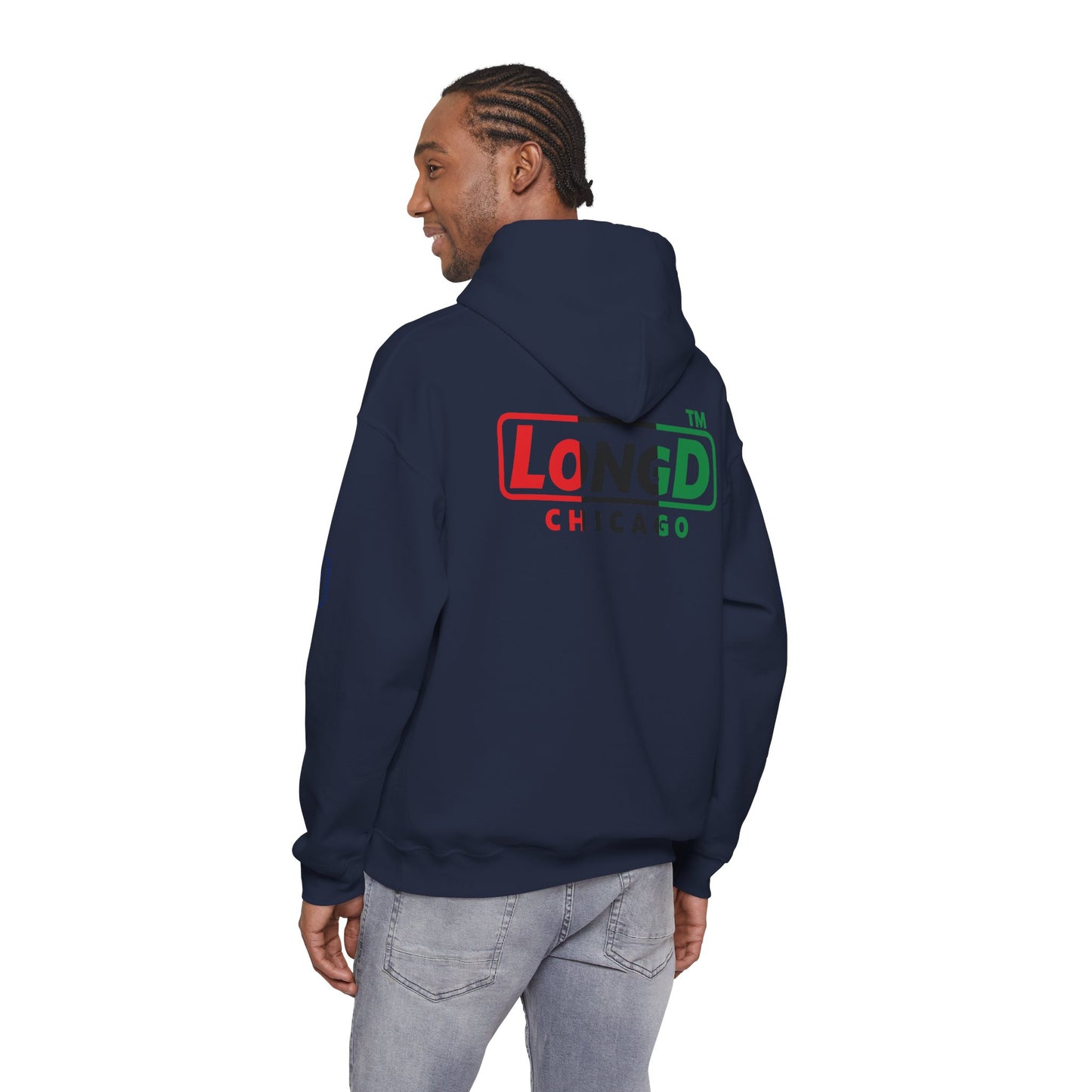 I fist LongD® basic official 4-print single-breasted Chicago logo Hoodie (Juneteenth colors)