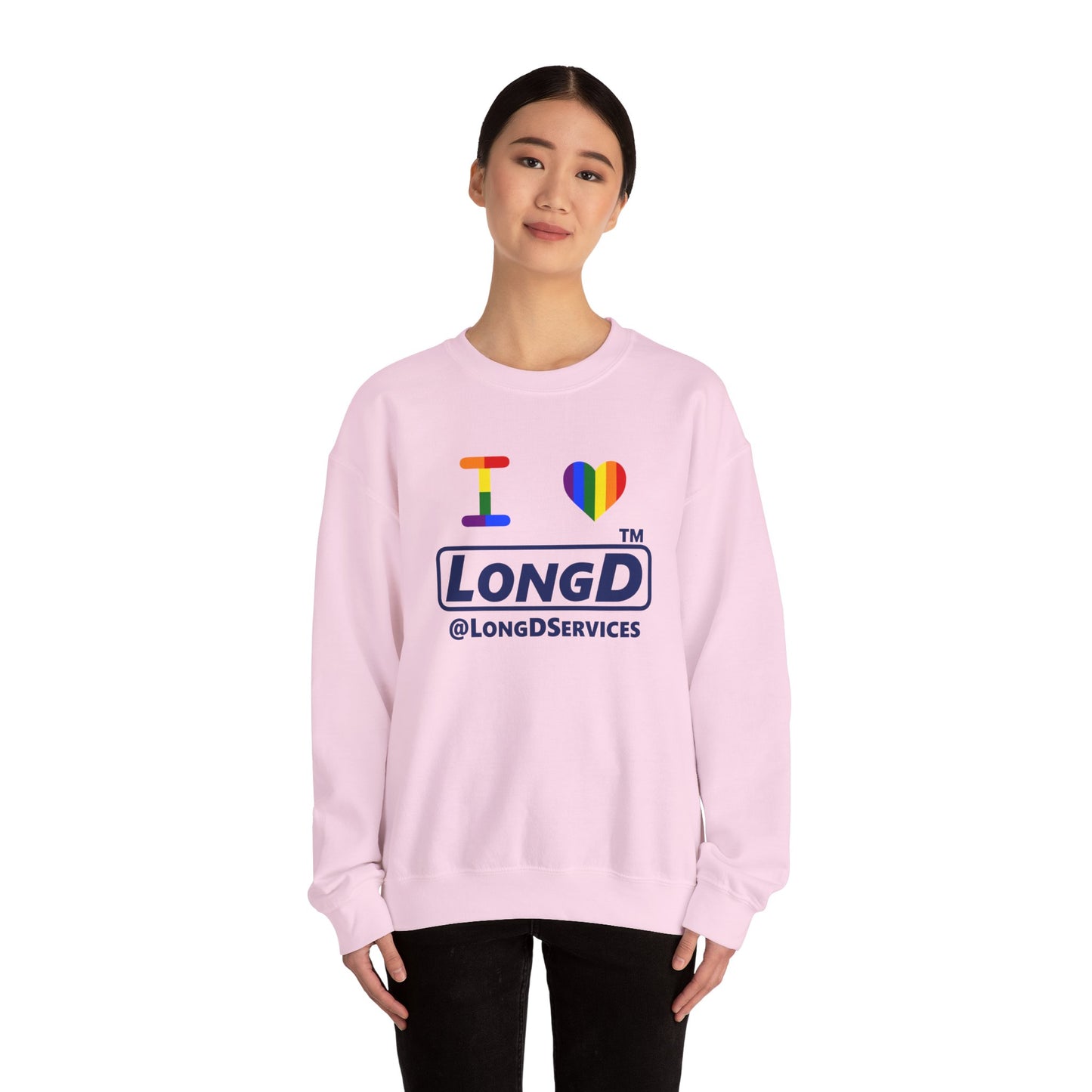 I Luv LongD official basic tag logo crewneck sweatshirt with Pride heart