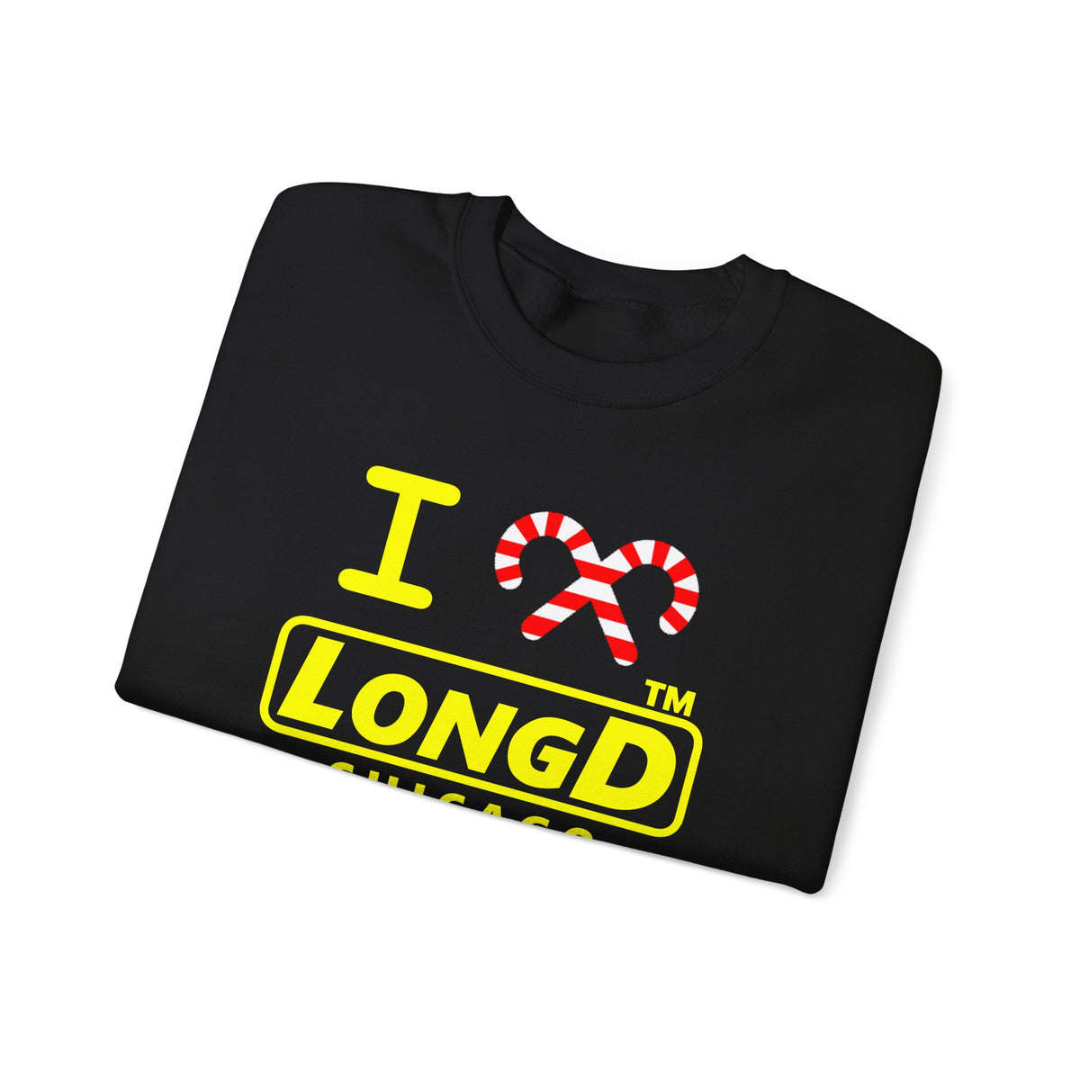 I candy cane LongD Chicago positive alternate basic yellow logo crewneck sweatshirt