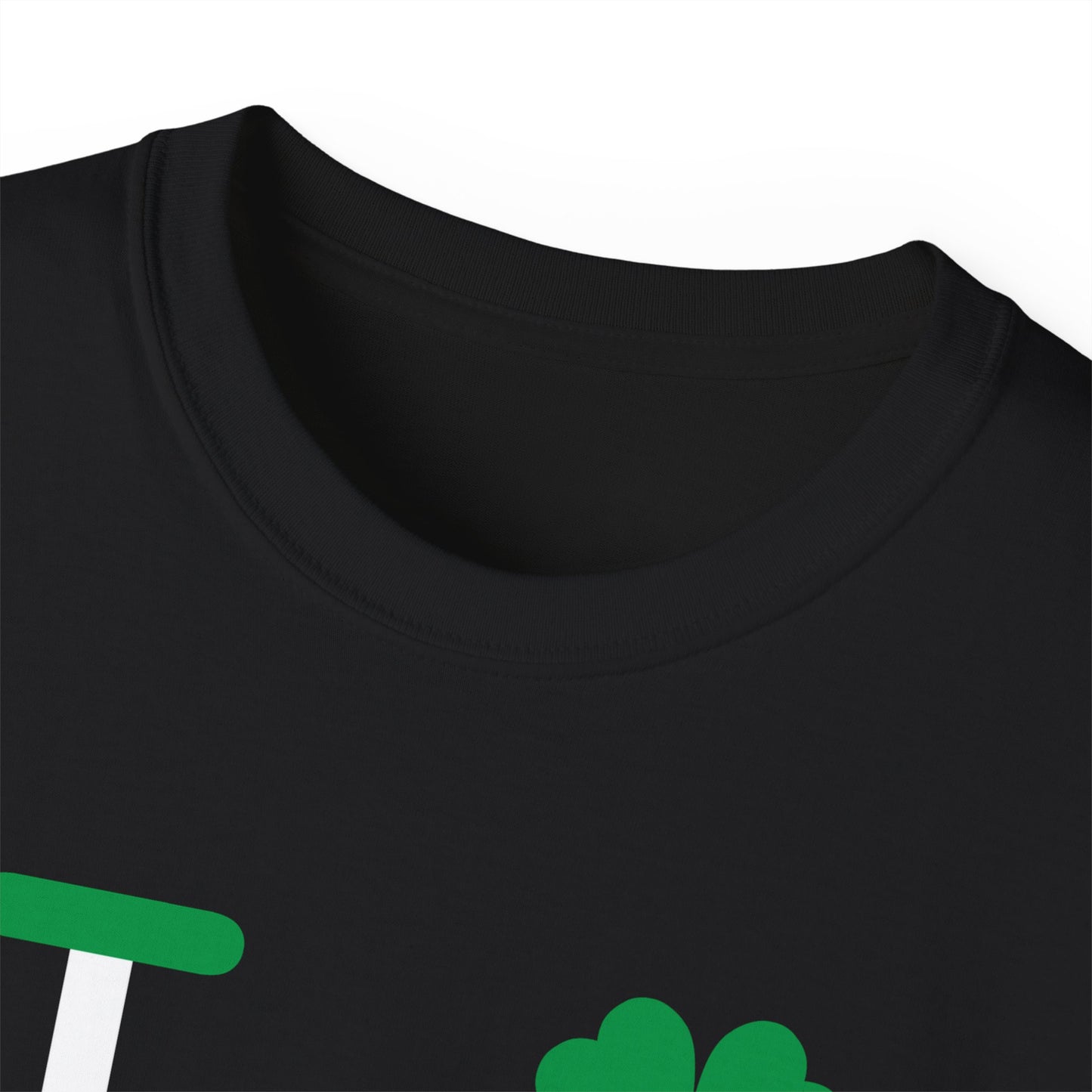 I Clover LongD® Logo Cotton Tee (St. Patrick's Day -Irish Green, White and Irish Orange thirds top-bottom positive-negative split with 4-leaf clover)