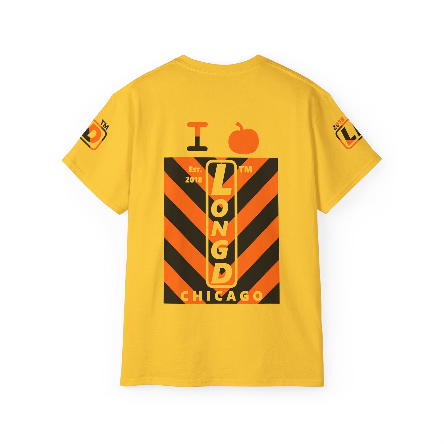 I pumpkin LongD Chicago negative upright downward chevron 4-print logo cotton tee