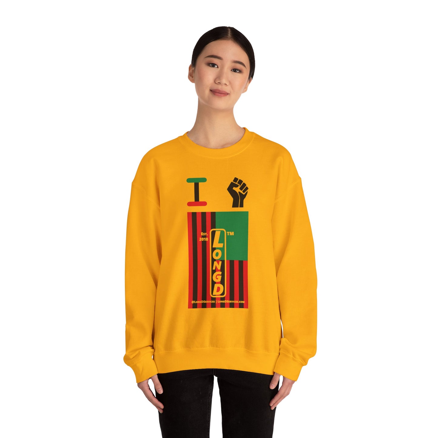 I Fist LongD negative flag tag-domain upright logo crewneck sweatshirt