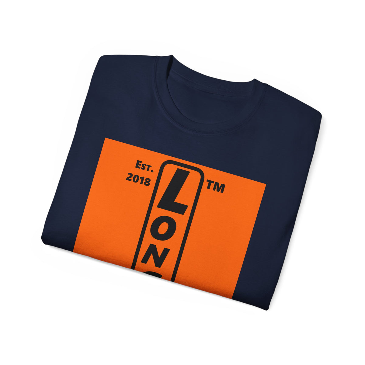 LongD Hyde Park upright logo Black (000000) on orange (FE7518) (Halloween colors) cotton tee