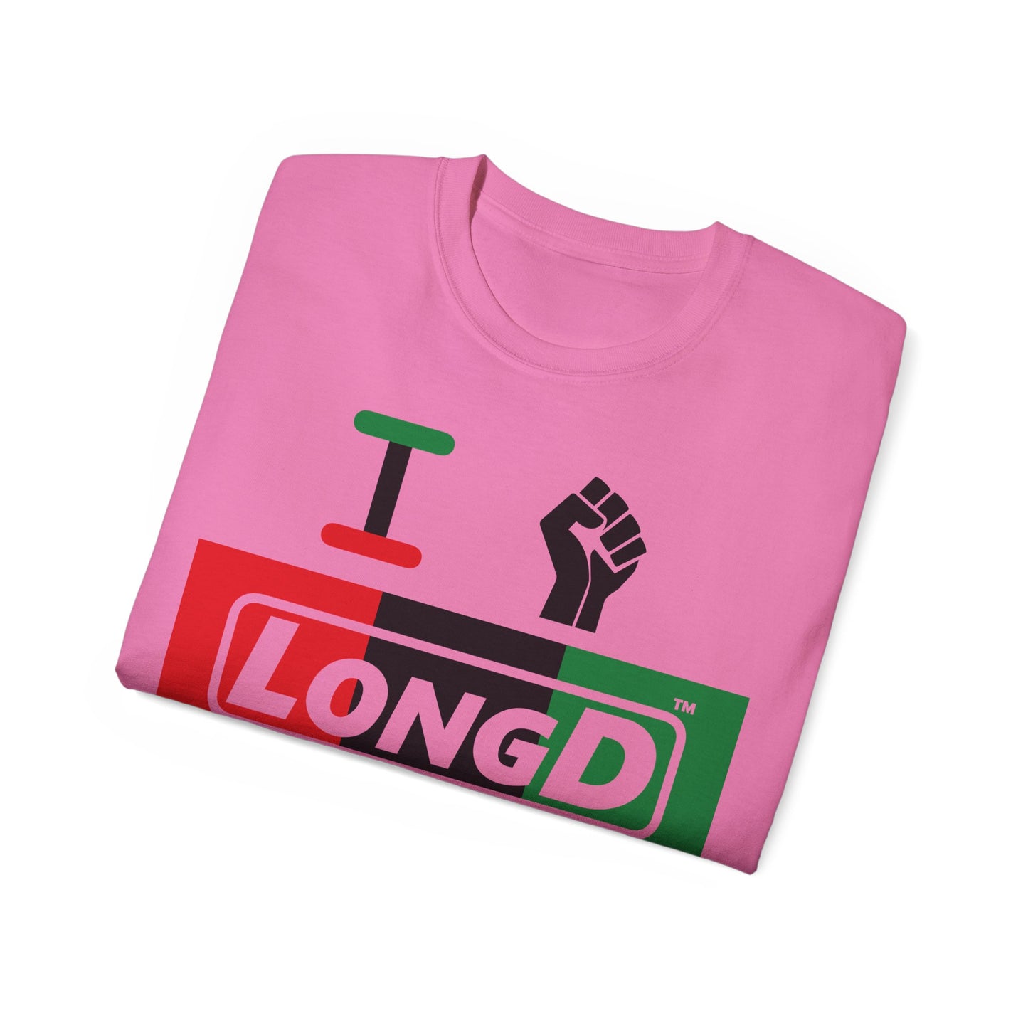 I Fist LongD® Logo Cotton Tee Juneteenth black fist negative thirds text
